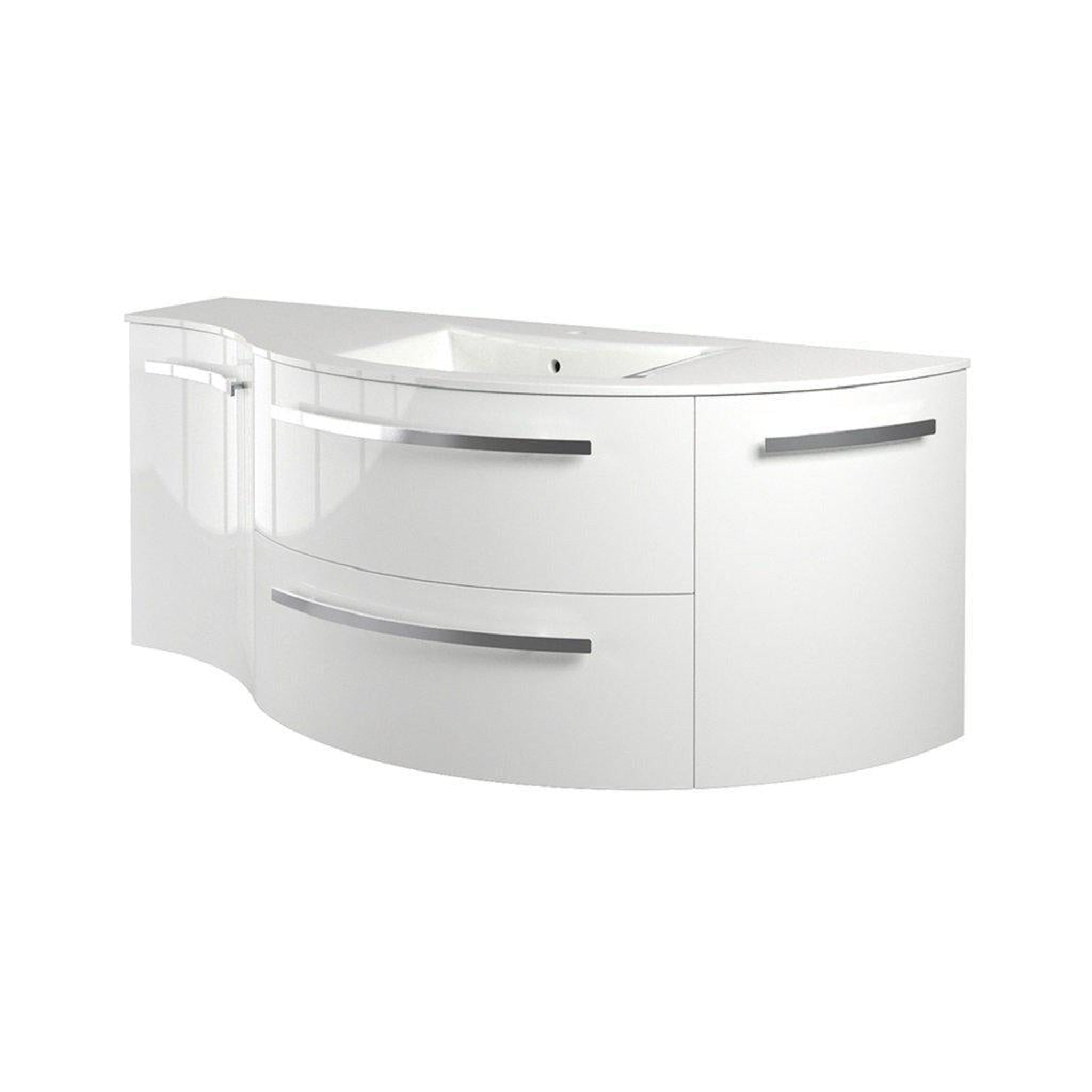 LaToscana by Paini, LaToscana Ameno 52" White Wall-Mounted Vanity Set With Right Rounded & Left Concave Cabinets