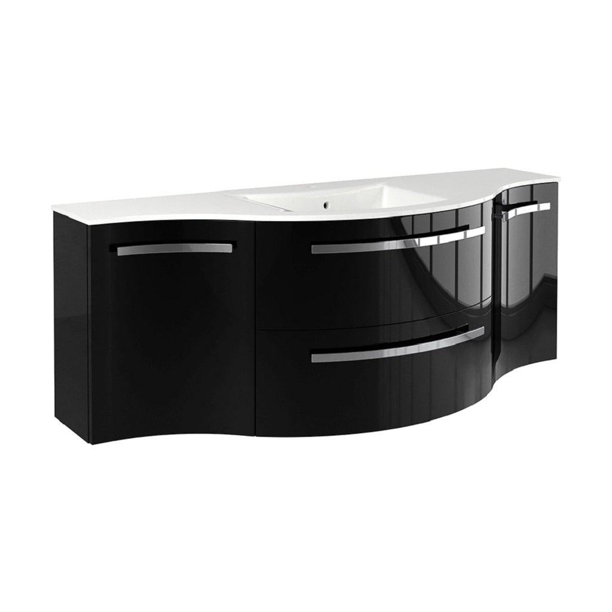 LaToscana by Paini, LaToscana Ameno 57" Black Wall-Mounted Vanity Set With Left & Right Concave Cabinets