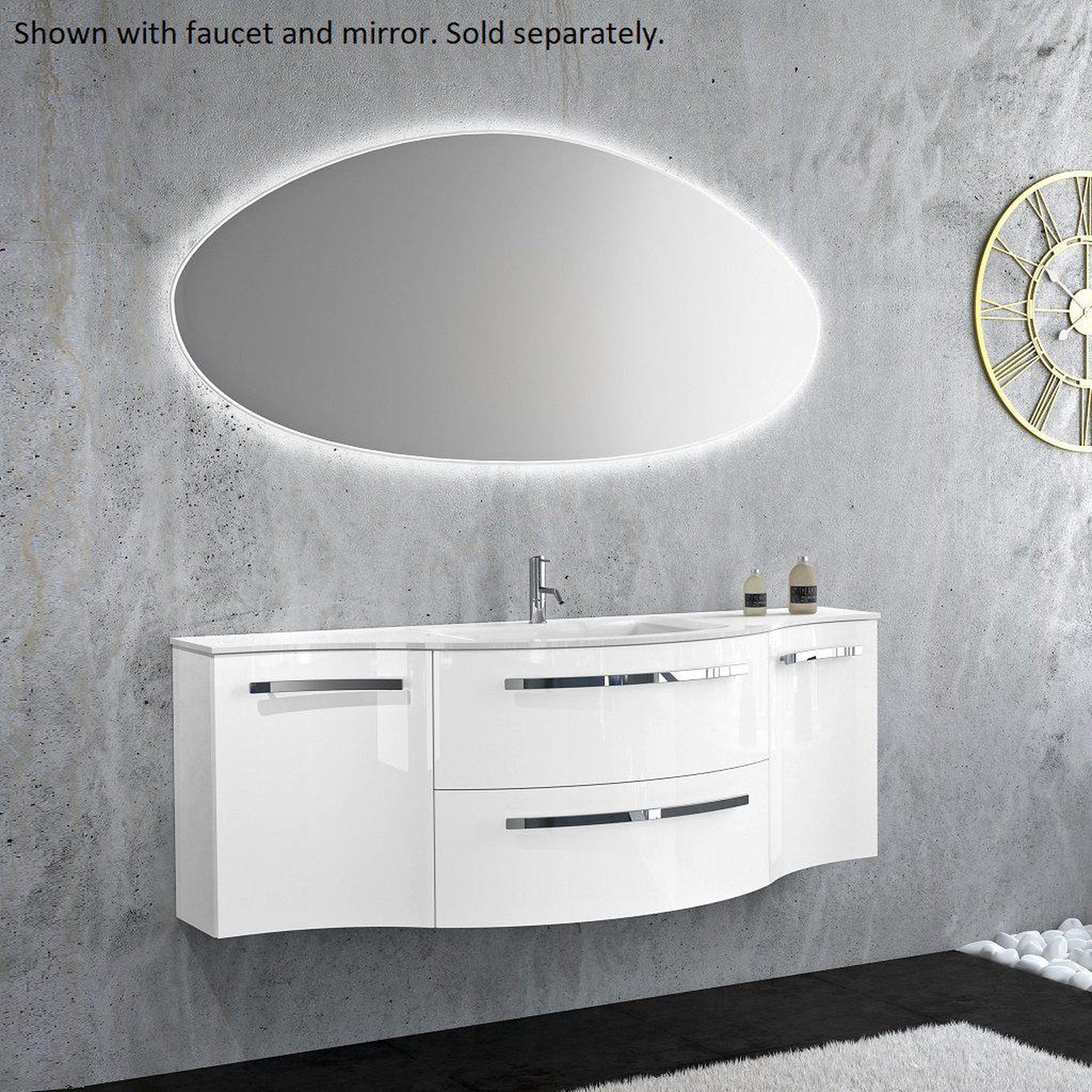 LaToscana by Paini, LaToscana Ameno 57" Black Wall-Mounted Vanity Set With Left & Right Concave Cabinets