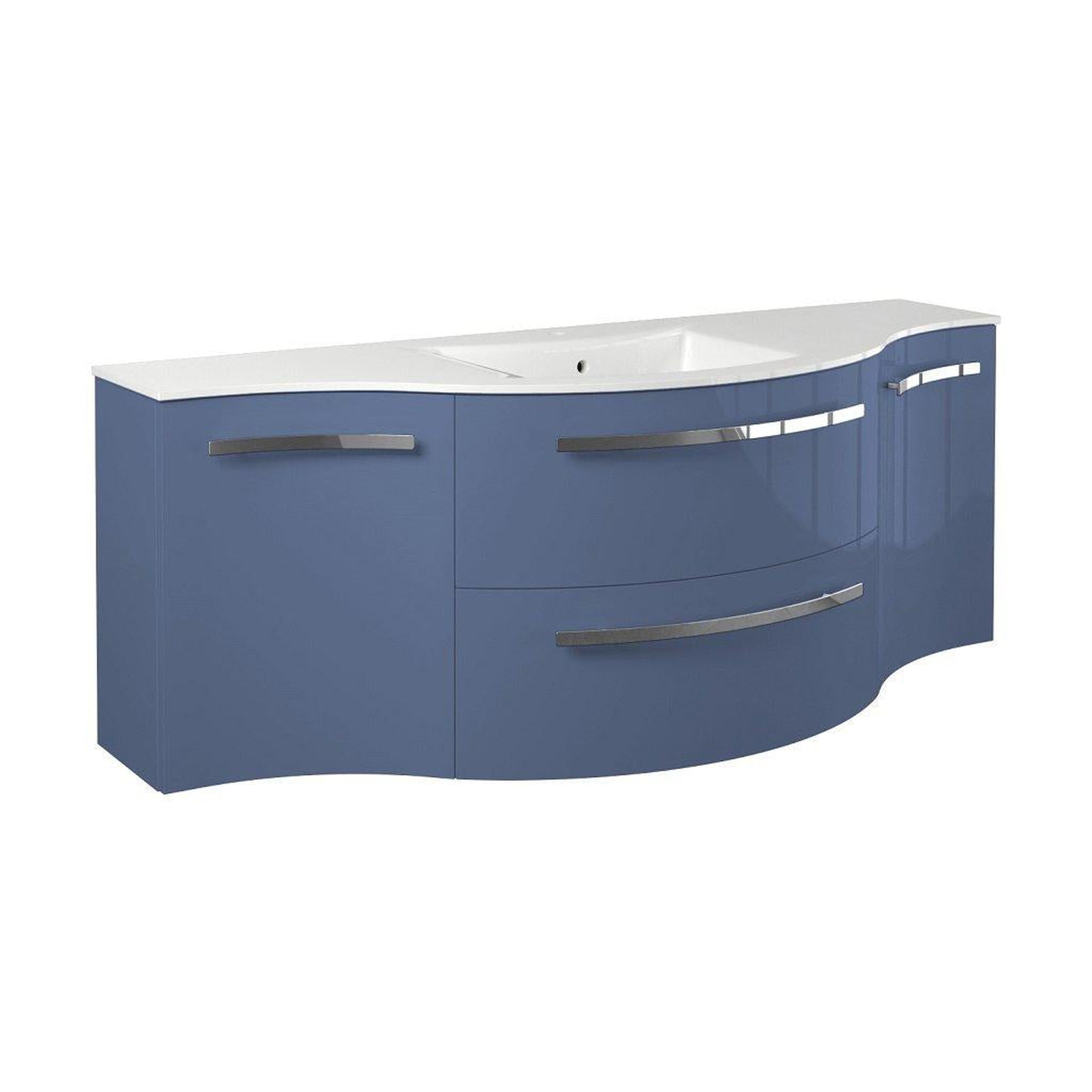 LaToscana by Paini, LaToscana Ameno 57" Blue Distante Wall-Mounted Vanity Set With Left & Right Concave Cabinets