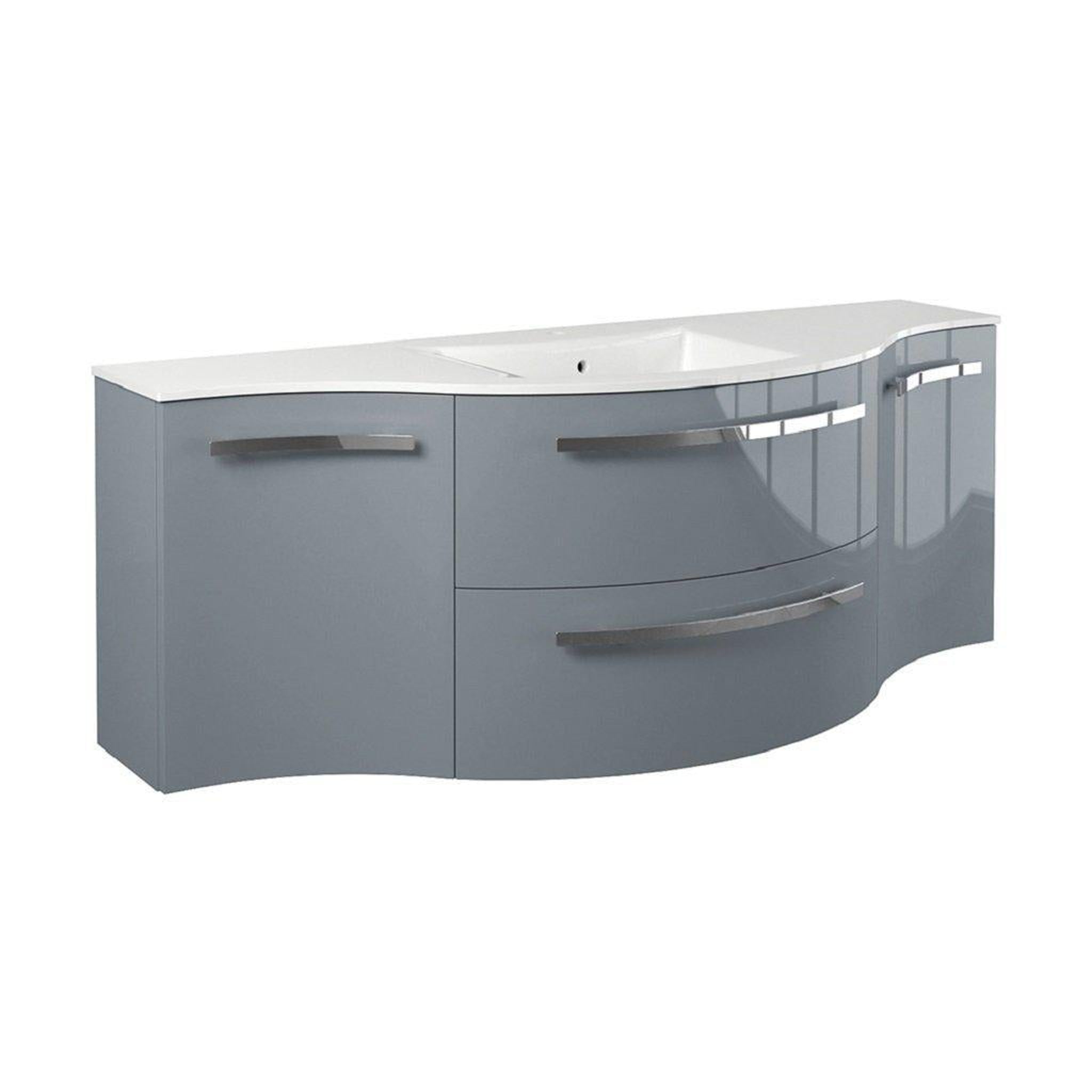LaToscana by Paini, LaToscana Ameno 57" Gray Wall-Mounted Vanity Set With Left & Right Concave Cabinets
