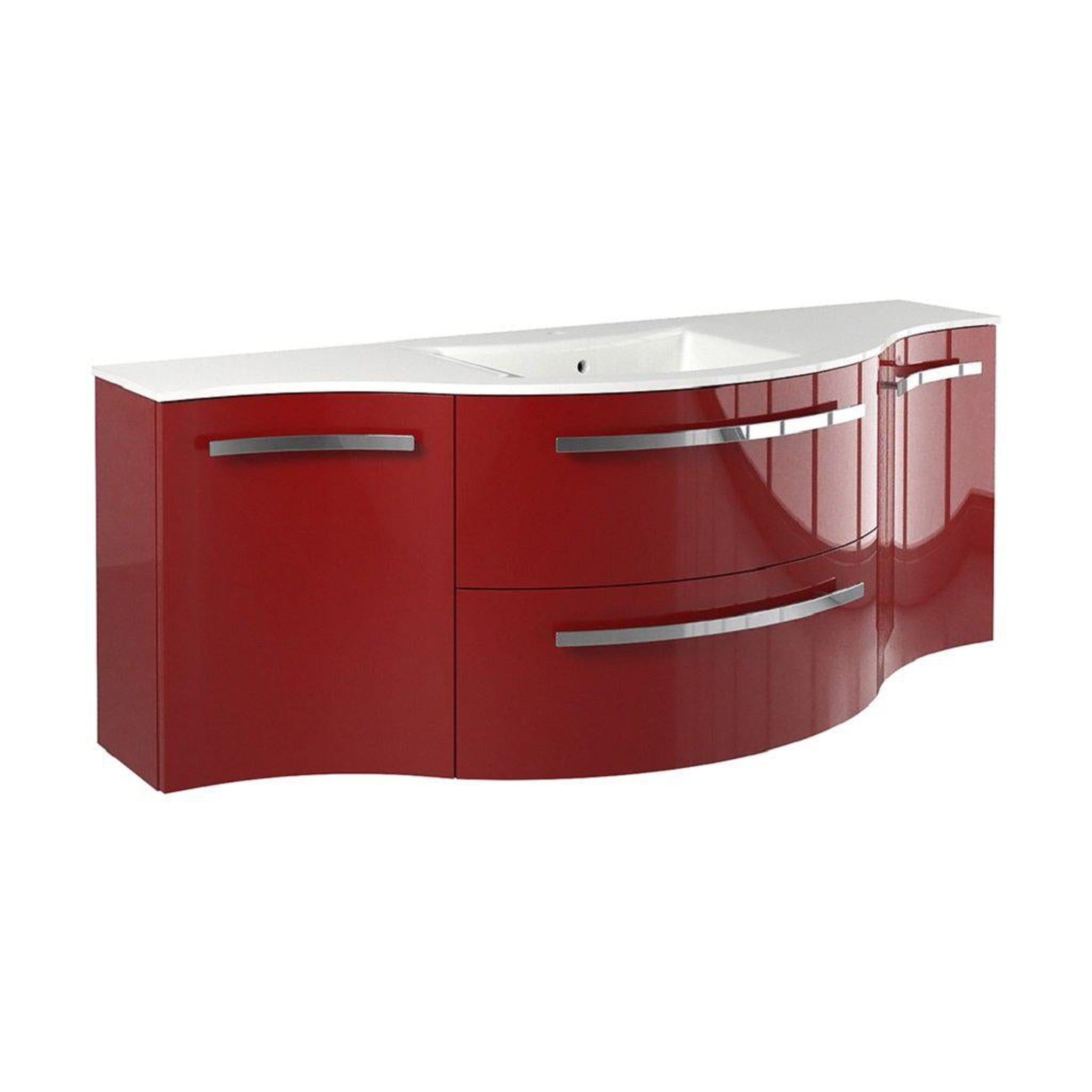 LaToscana by Paini, LaToscana Ameno 57" Red Wall-Mounted Vanity Set With Left & Right Concave Cabinets