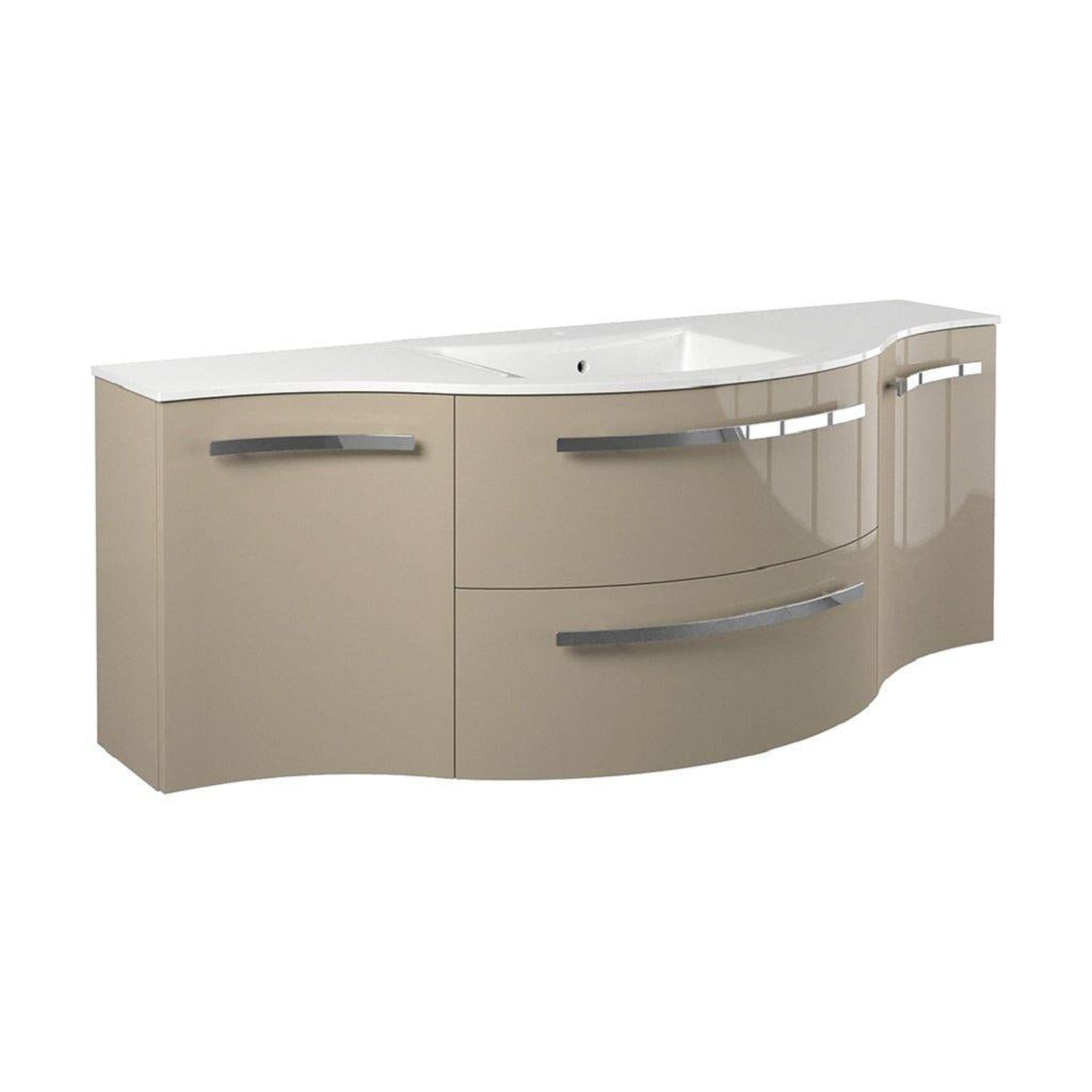 LaToscana by Paini, LaToscana Ameno 57" Sand Wall-Mounted Vanity Set With Left & Right Concave Cabinets