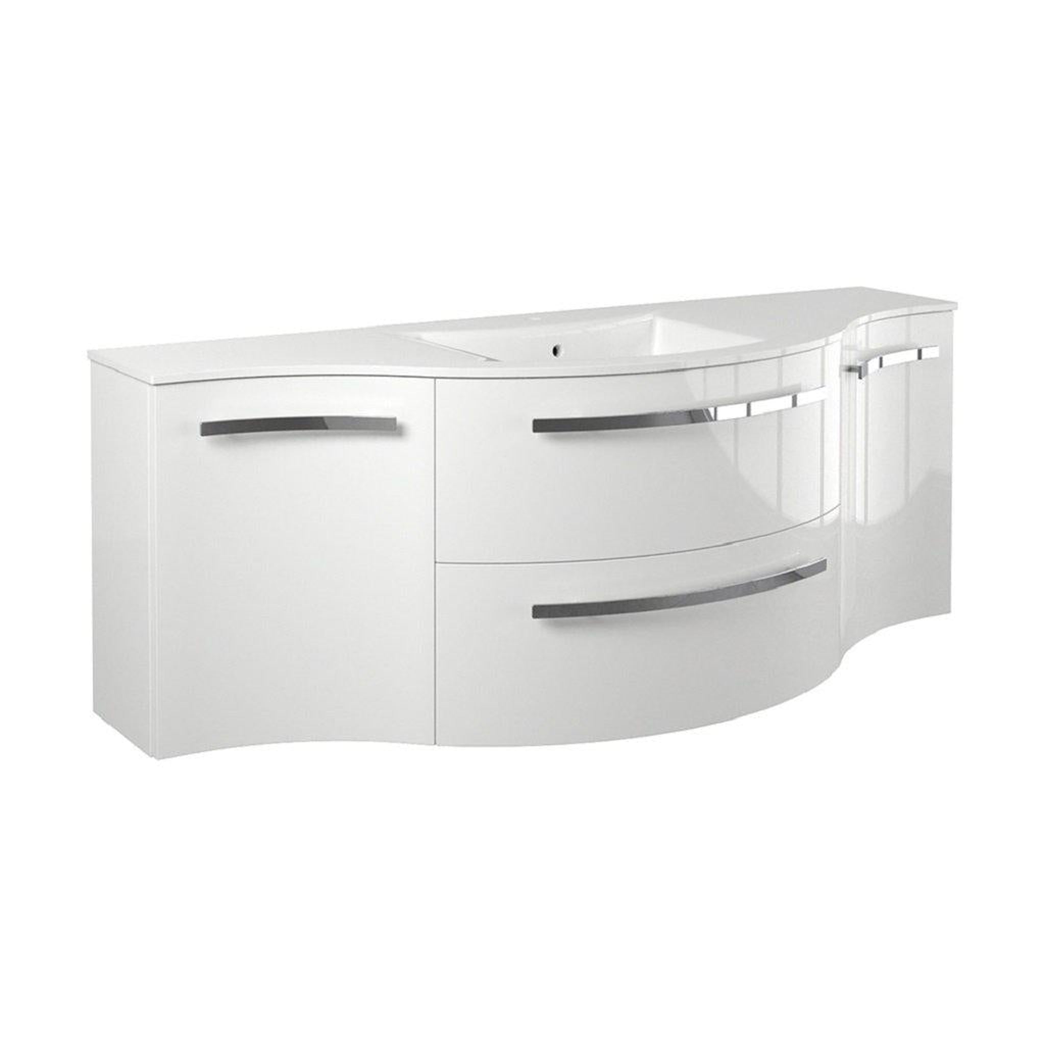 LaToscana by Paini, LaToscana Ameno 57" White Wall-Mounted Vanity Set With Left & Right Concave Cabinets