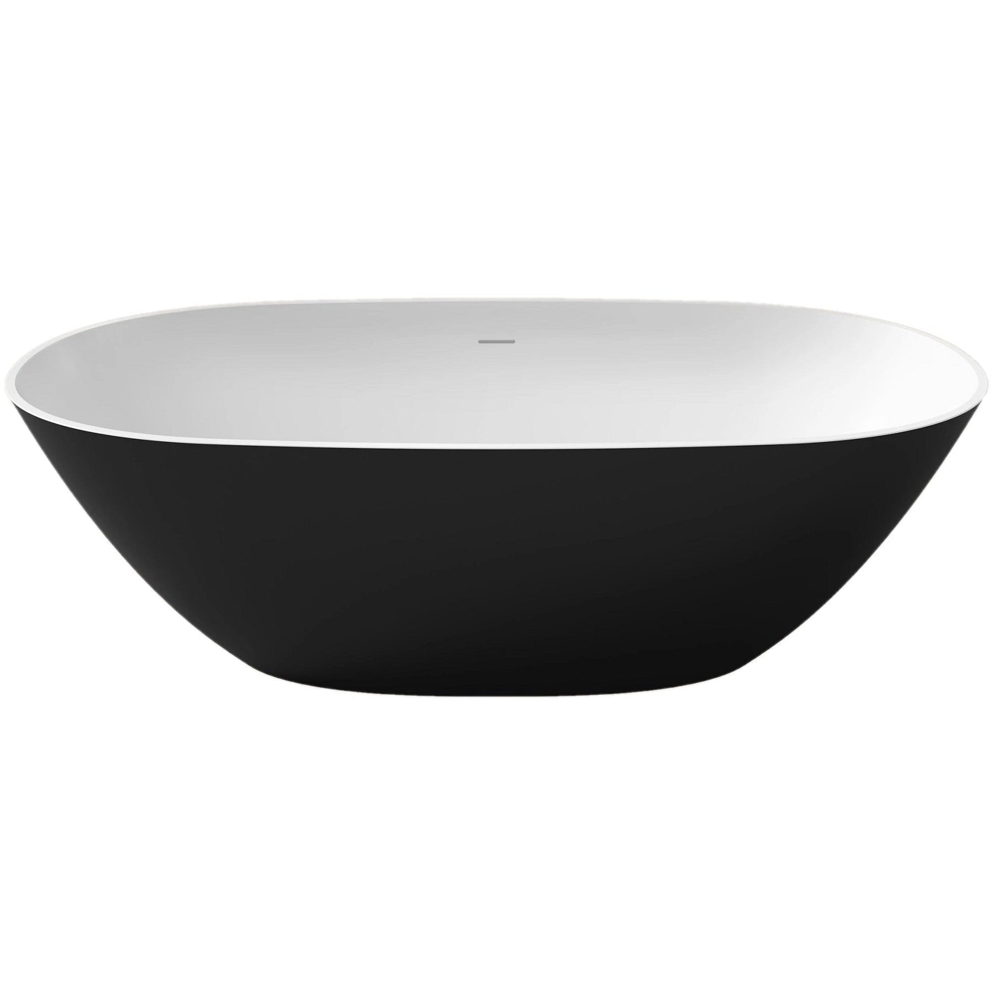 LaToscana by Paini, LaToscana Eco-Lapistone Genova 70" Matte Black Freestanding Solid Surface Soaking Bathtub