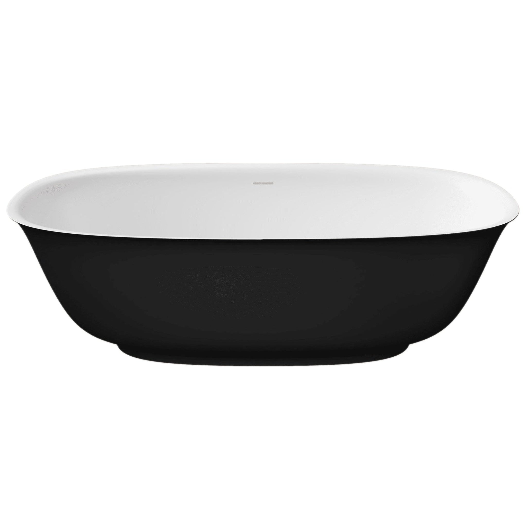 LaToscana by Paini, LaToscana Eco-Lapistone Ravenna 67" Matte Black Freestanding Solid Surface Soaking Bathtub