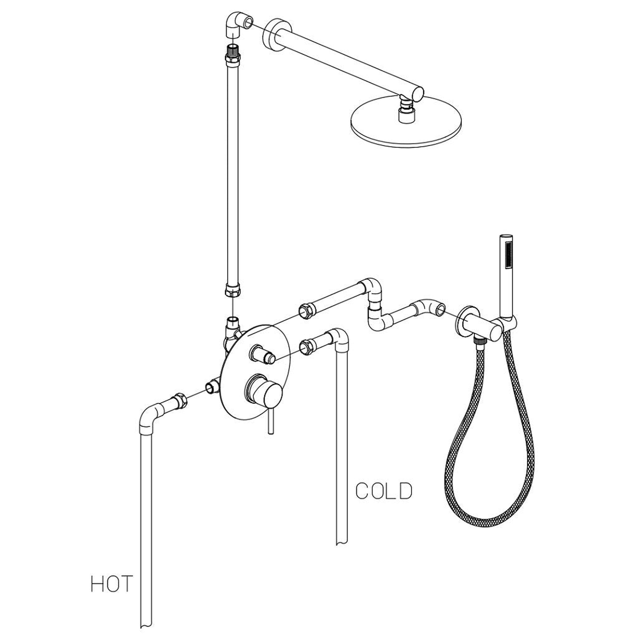 LaToscana by Paini, LaToscana Elba Brushed Nickel Pressure Balance Shower Kit With Handheld Shower