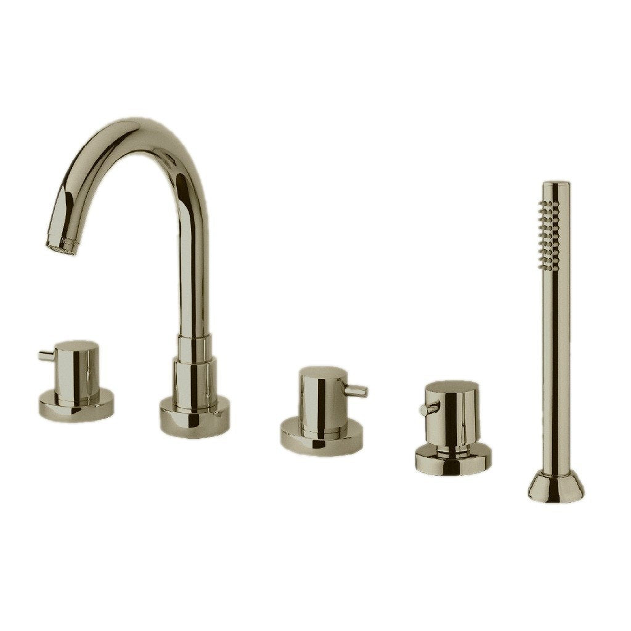 LaToscana by Paini, LaToscana Elba Brushed Nickel Roman Tub Faucet With Lever Handles, Diverter & Handheld Shower