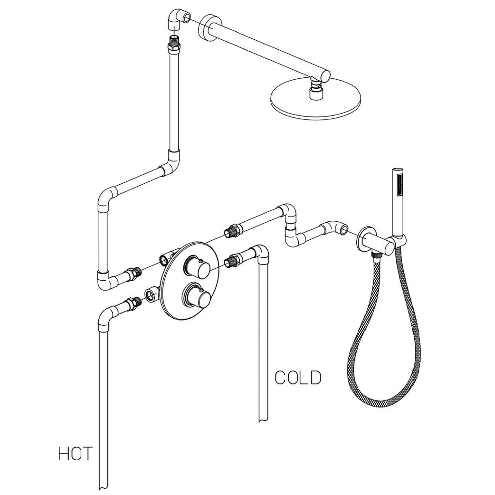 LaToscana by Paini, LaToscana Elba Brushed Nickel Thermostatic Shower Kit With Handheld Shower