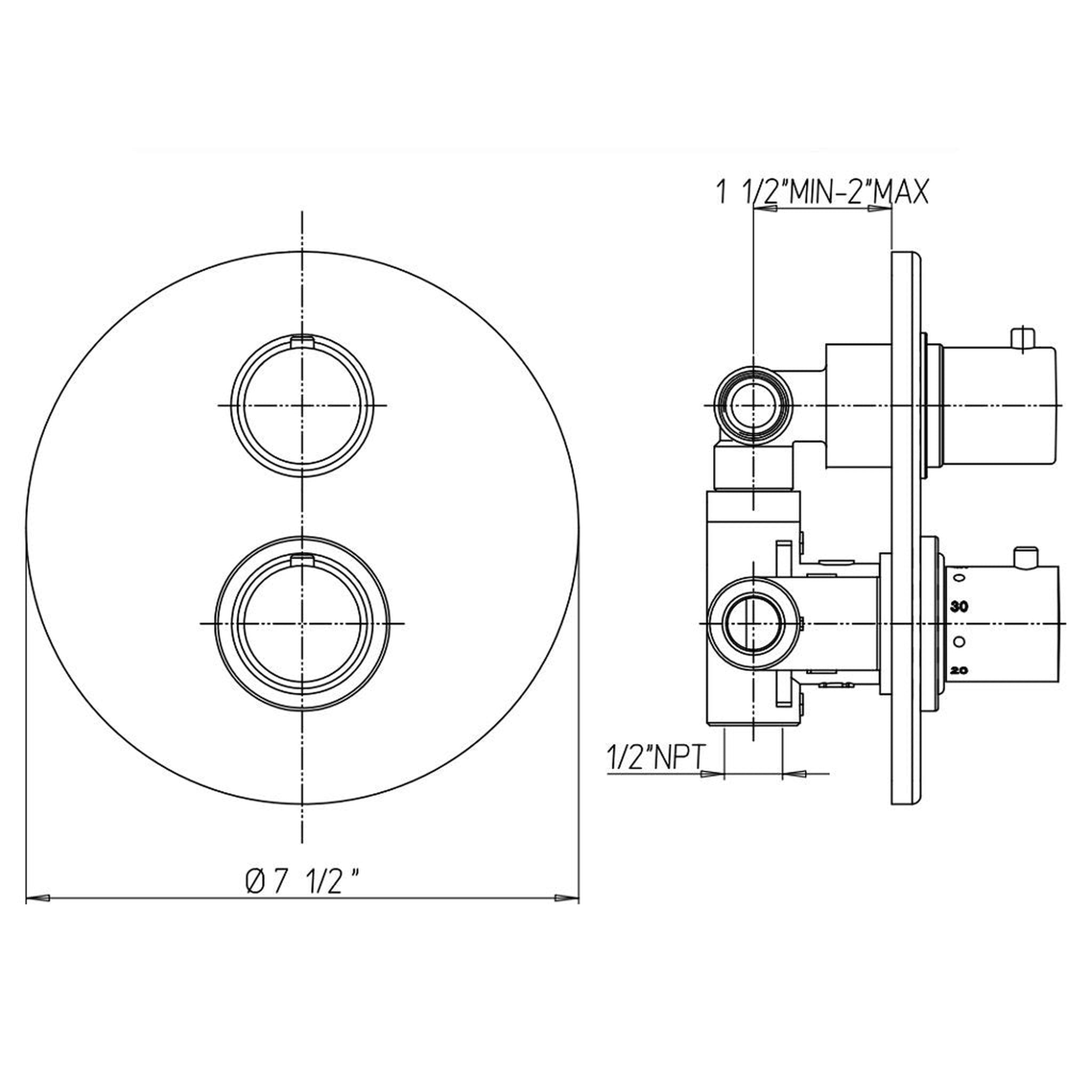 LaToscana by Paini, LaToscana Elba Brushed Nickel Thermostatic Trim With 2-Way Diverter Volume Control