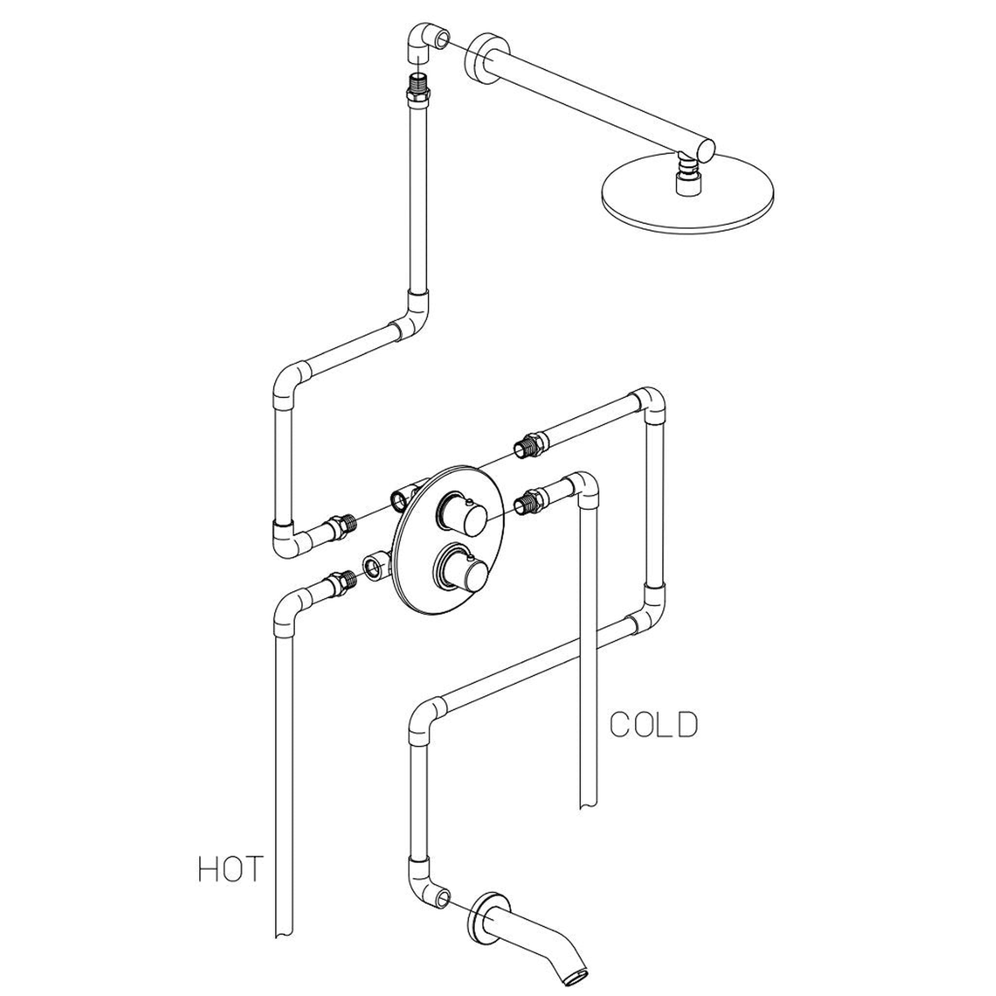 LaToscana by Paini, LaToscana Elba Brushed Nickel Thermostatic Tub & Shower Kit