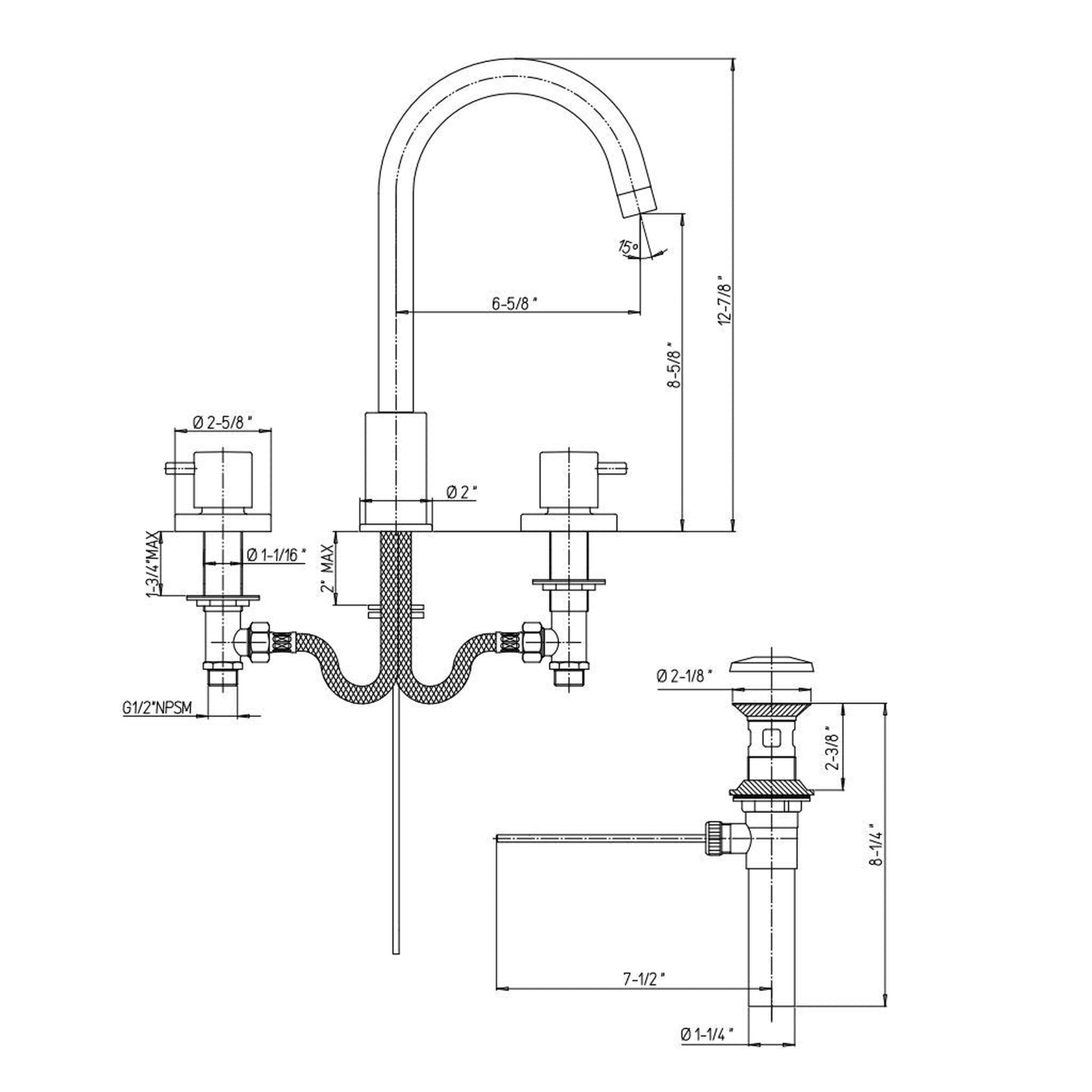 LaToscana by Paini, LaToscana Elba Brushed Nickel Widespread Lavatory Faucet With Lever Handles