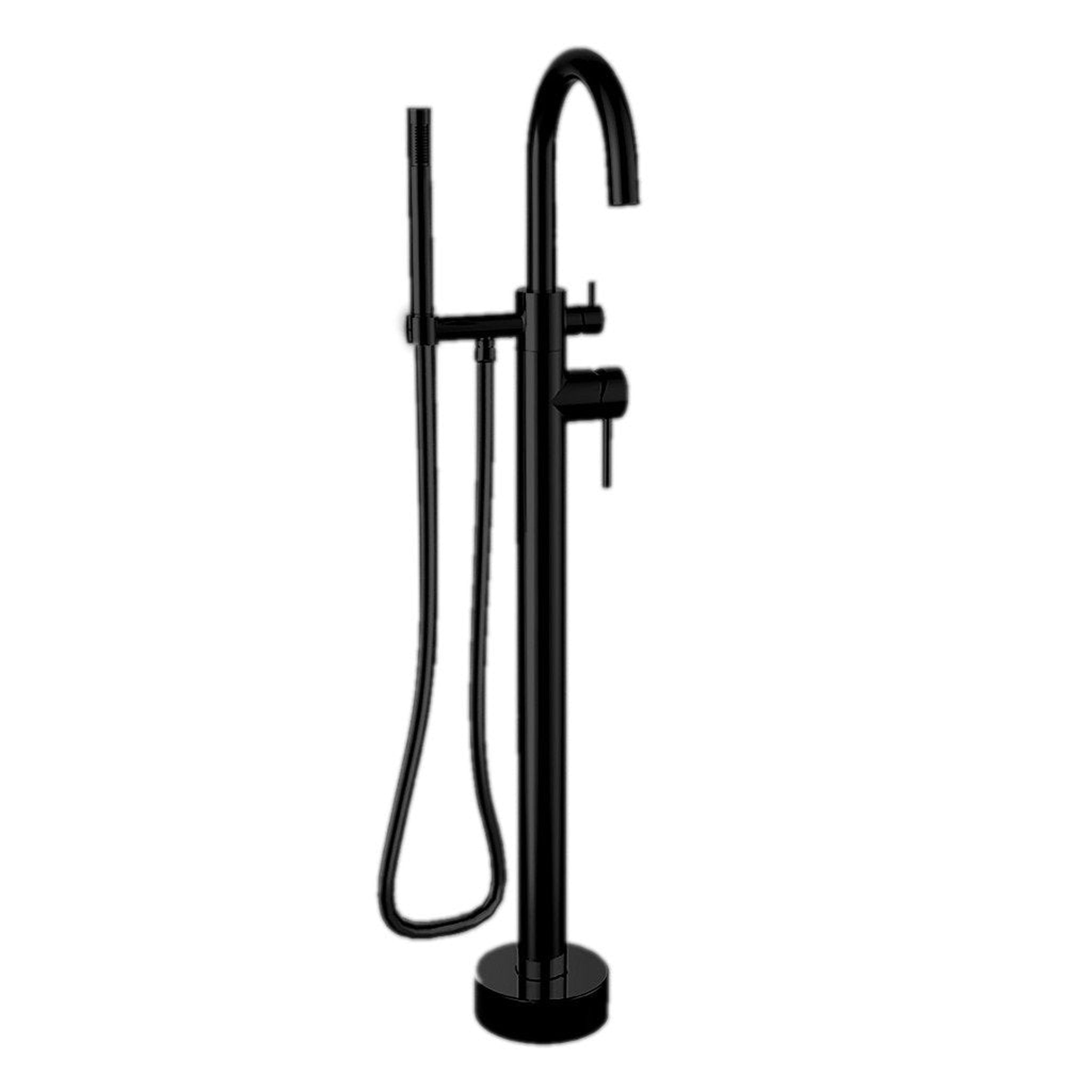 LaToscana by Paini, LaToscana Elba Matt Black Floor-Mounted Freestanding Tub Filler With Handheld Shower