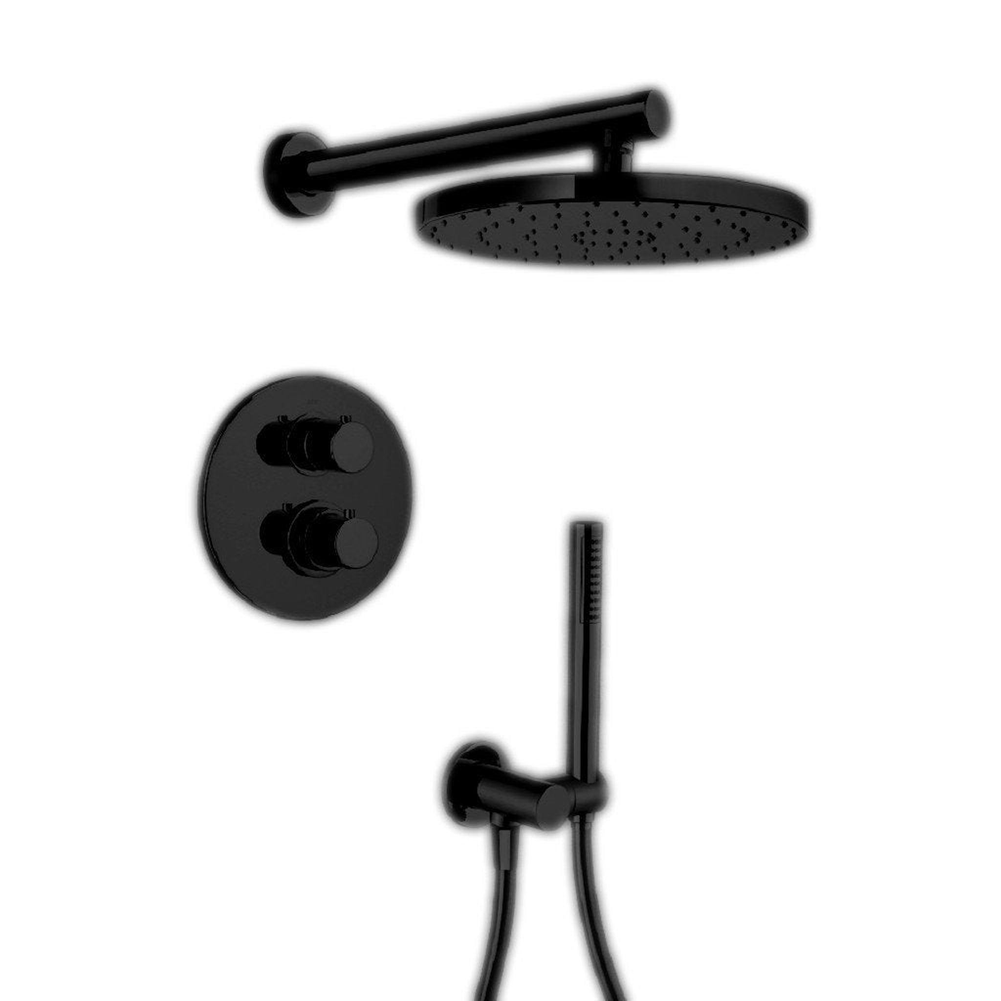 LaToscana by Paini, LaToscana Elba Matt Black Thermostatic Shower Kit With Handheld Shower