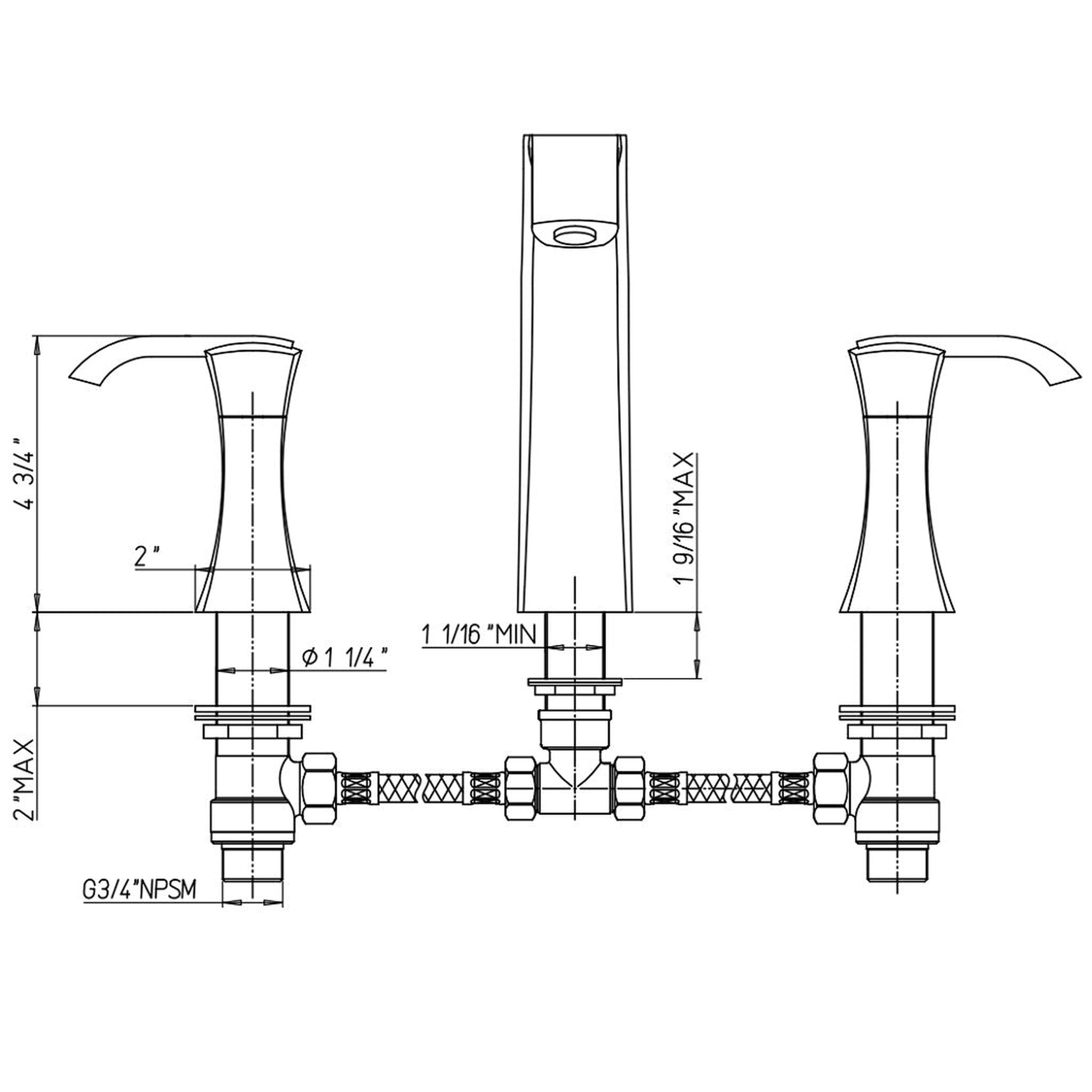 LaToscana by Paini, LaToscana Lady Brushed Nickel Roman Tub Faucet With Lever Handles