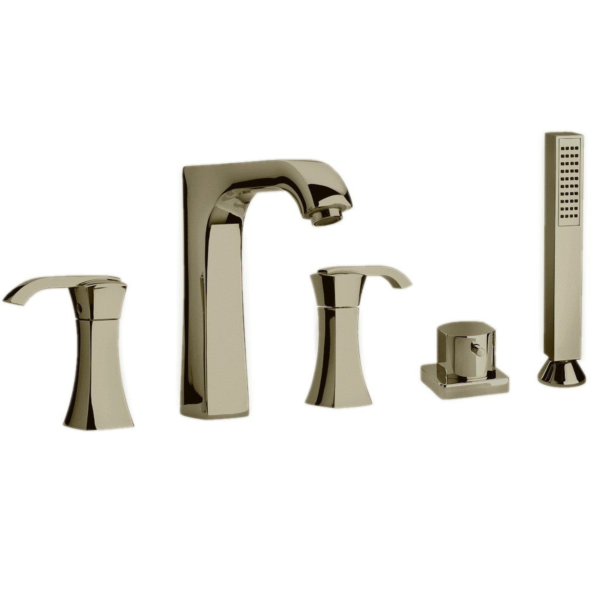 LaToscana by Paini, LaToscana Lady Brushed Nickel Roman Tub Faucet With Lever Handles, Diverter & Handheld Shower