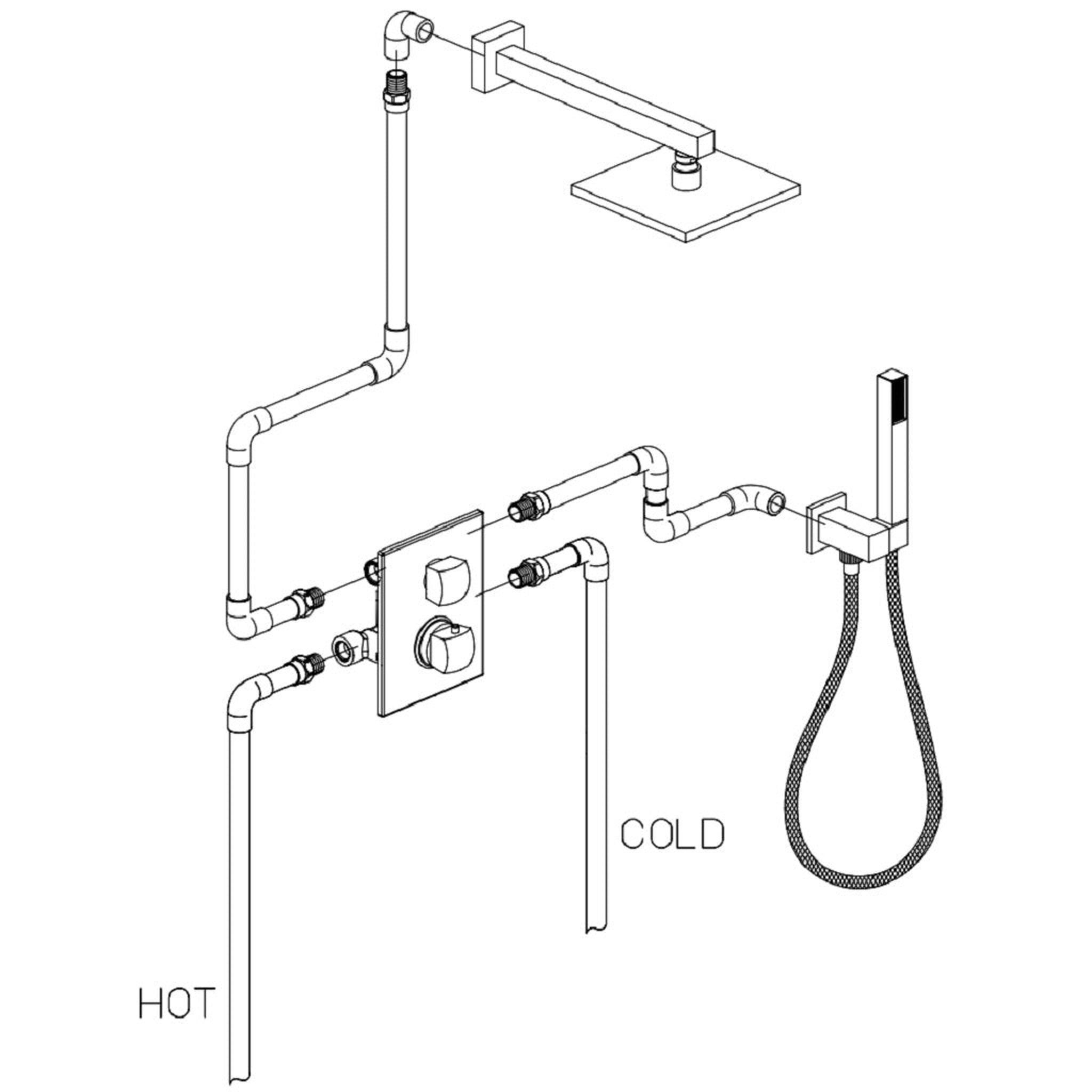 LaToscana by Paini, LaToscana Lady Brushed Nickel Thermostatic Shower Kit With Handheld Shower