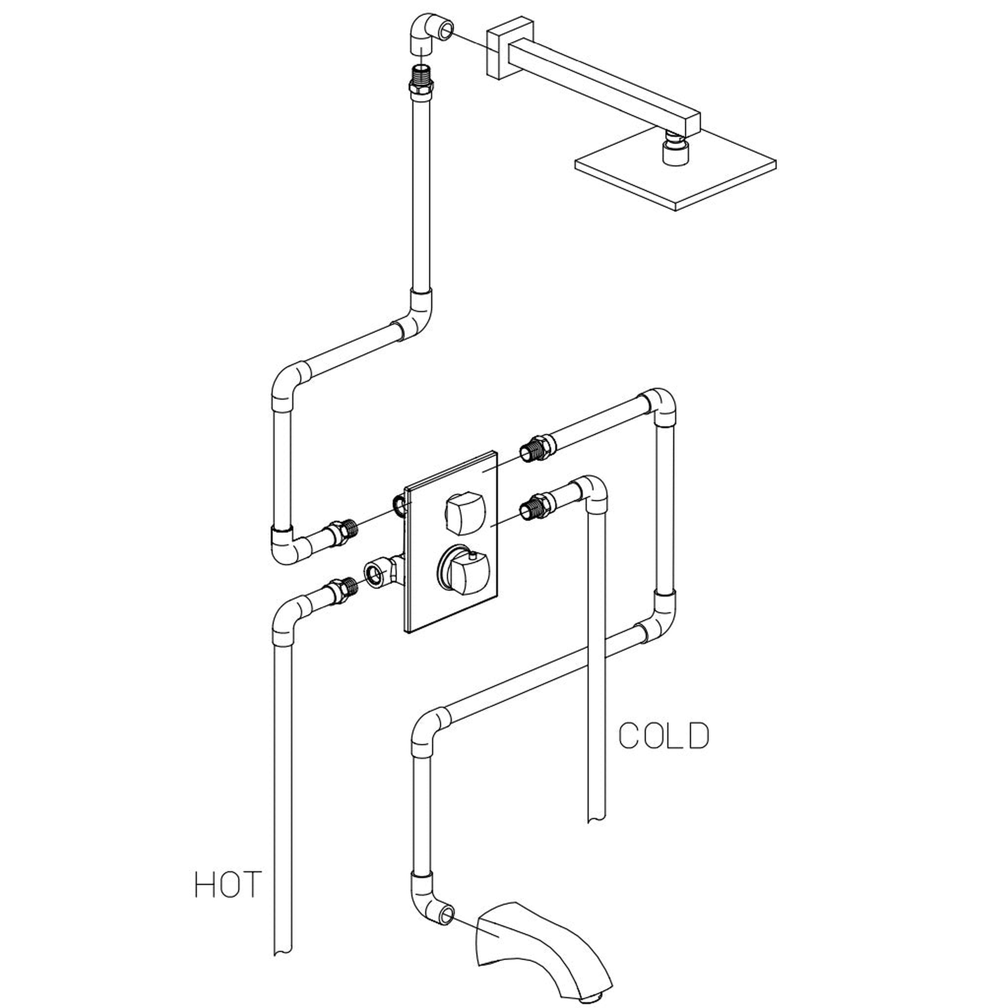 LaToscana by Paini, LaToscana Lady Brushed Nickel Thermostatic Tub & Shower Kit