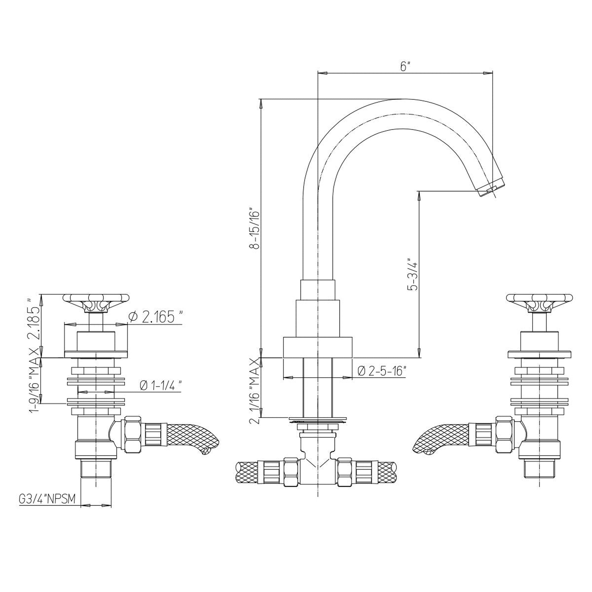 LaToscana by Paini, LaToscana Lucia Roman Tub Faucet With Wheel Handles