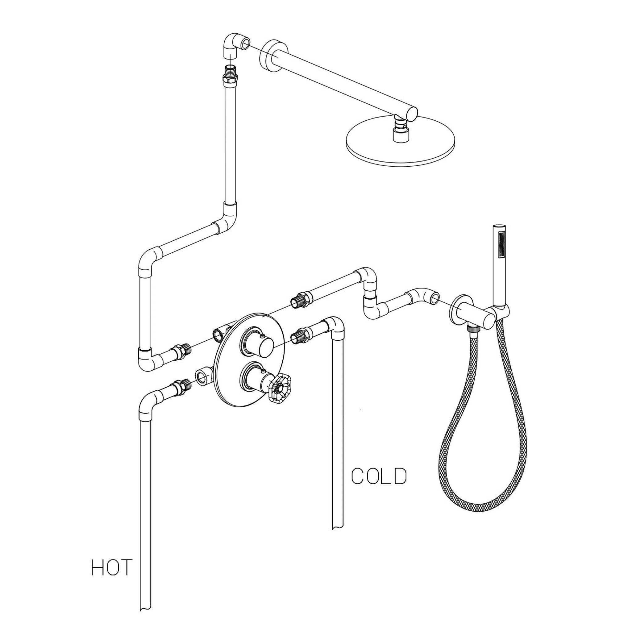 LaToscana by Paini, LaToscana Lucia Thermostatic Shower Kit With Handheld Shower