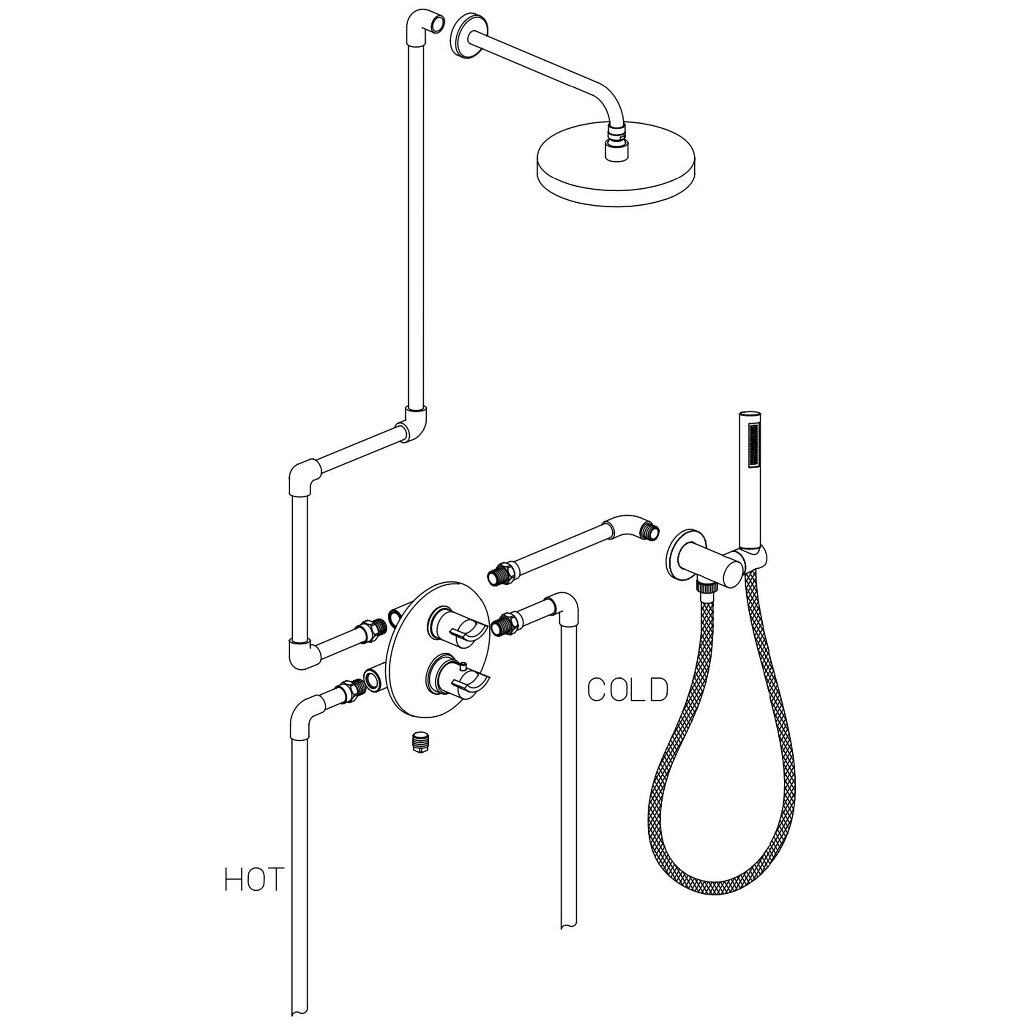 LaToscana by Paini, LaToscana Morgana Brushed Nickel Thermostatic Shower Kit With Handheld Shower