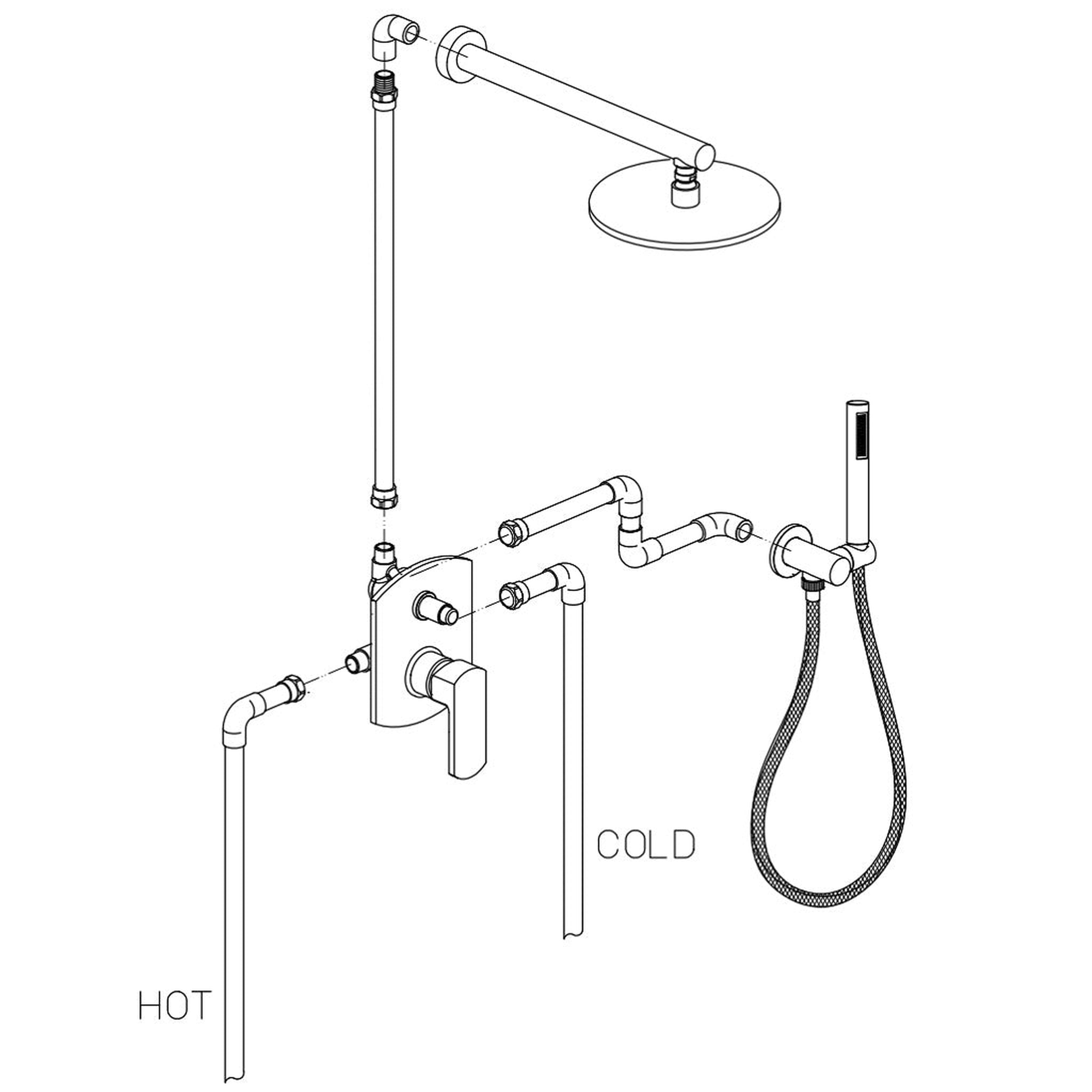 LaToscana by Paini, LaToscana Novello Brushed Nickel Pressure Balance Shower Kit With Handheld Shower