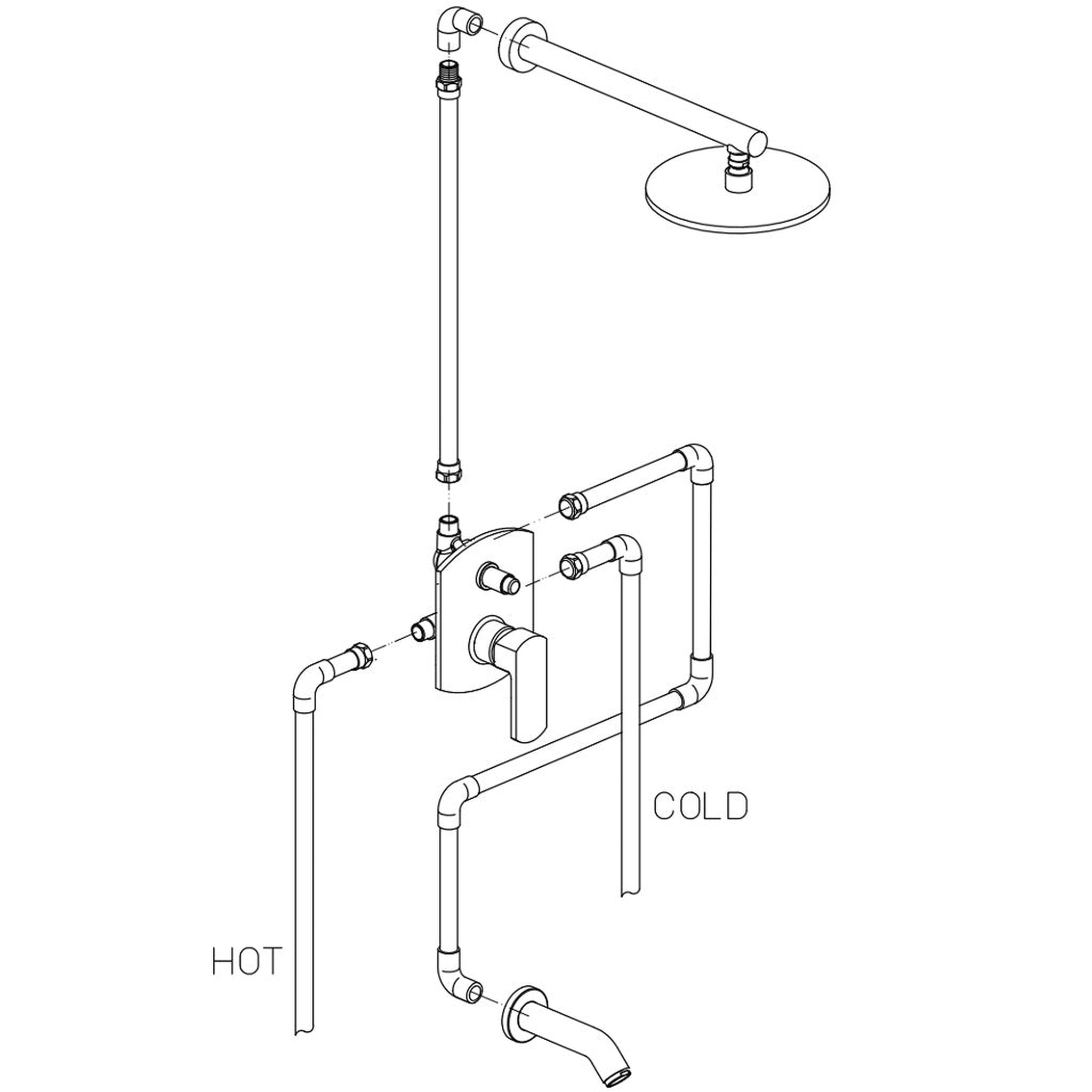 LaToscana by Paini, LaToscana Novello Brushed Nickel Pressure Balance Tub & Shower Kit