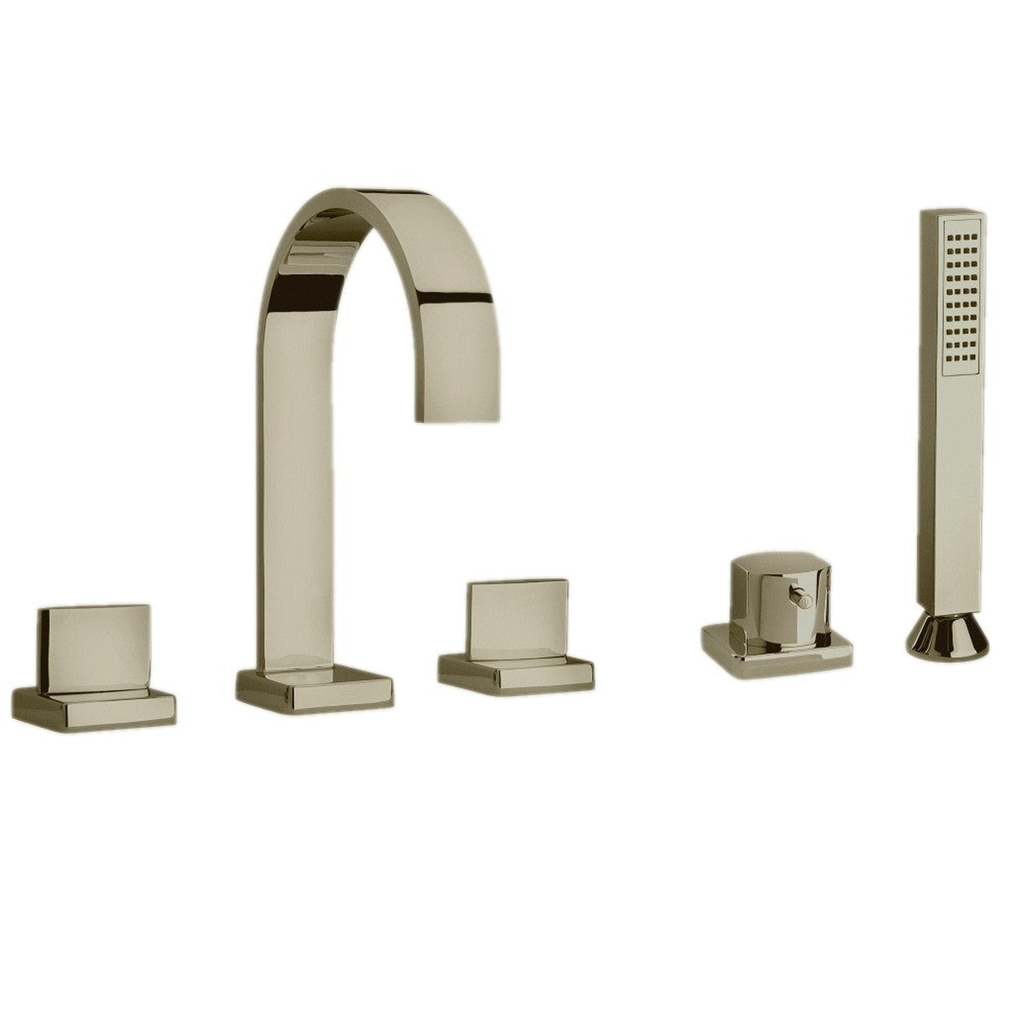 LaToscana by Paini, LaToscana Novello Brushed Nickel Roman Tub With Lever Handles, Diverter & Handheld Shower