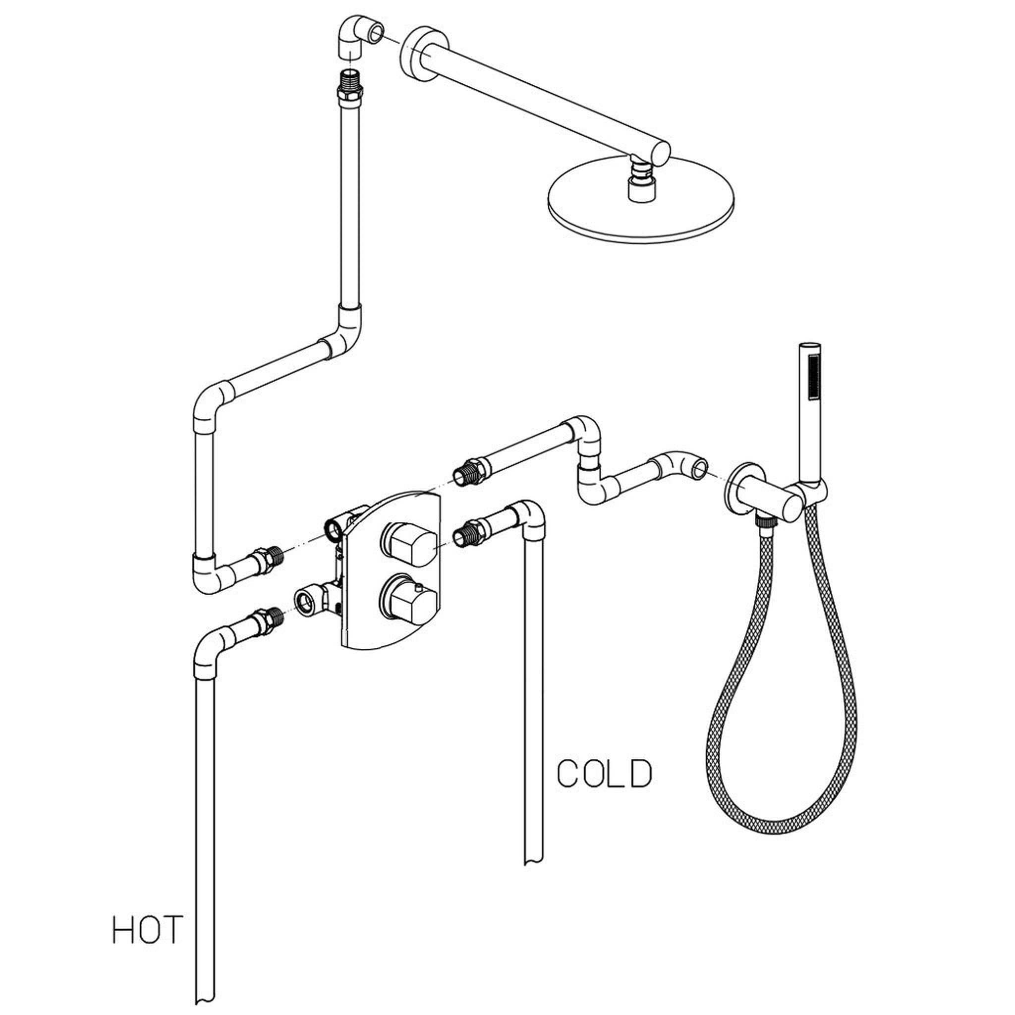 LaToscana by Paini, LaToscana Novello Brushed Nickel Thermostatic Shower Kit With Handheld Shower