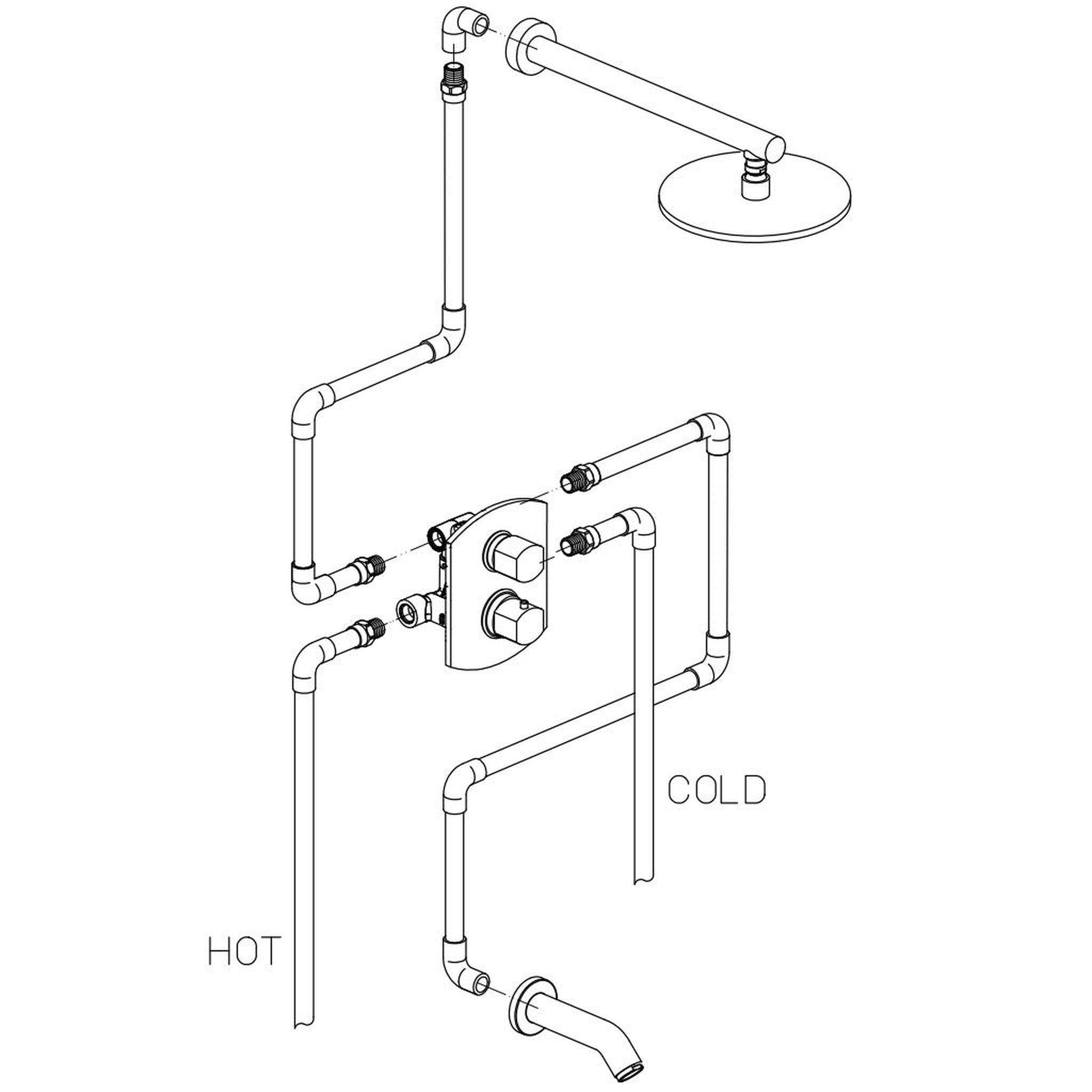 LaToscana by Paini, LaToscana Novello Brushed Nickel Thermostatic Tub & Shower Kit