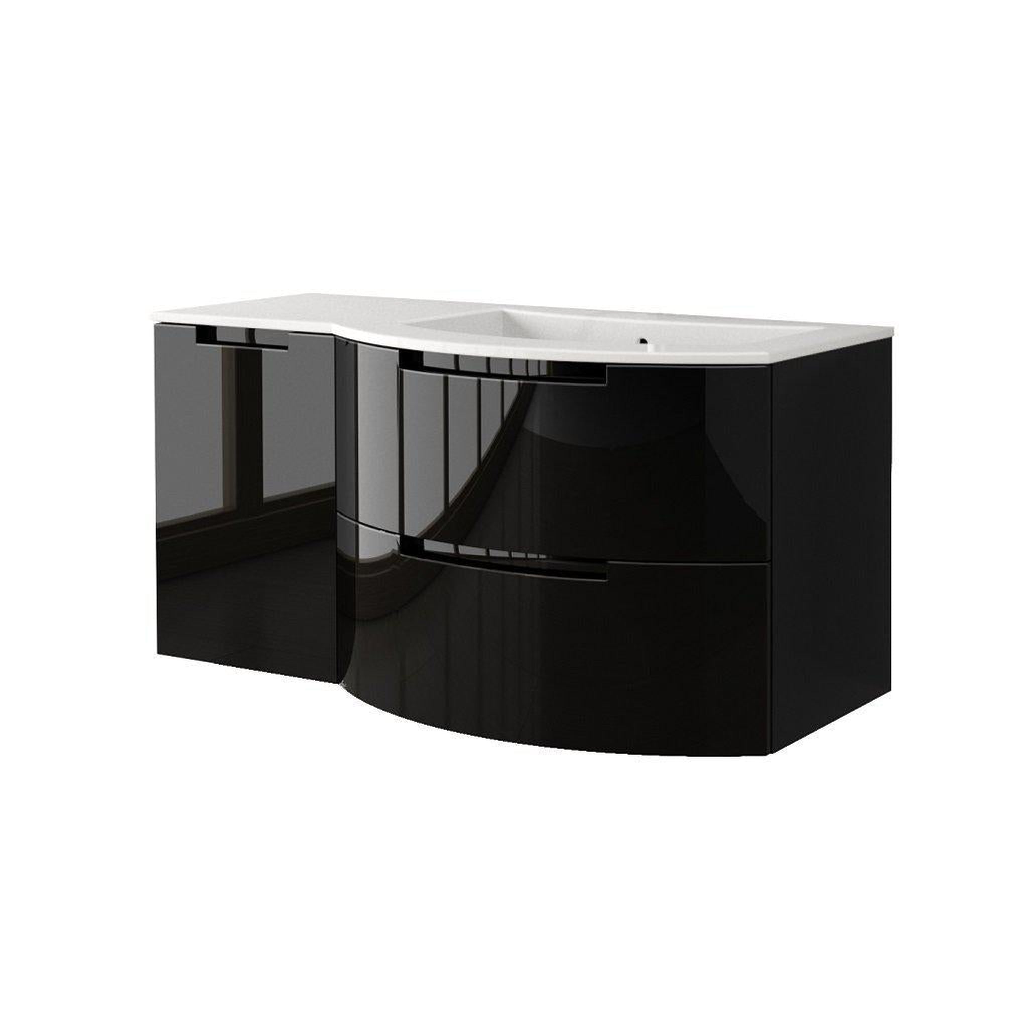 LaToscana by Paini, LaToscana Oasi 43" Black Wall-Mounted Vanity Set With Left Side Cabinet