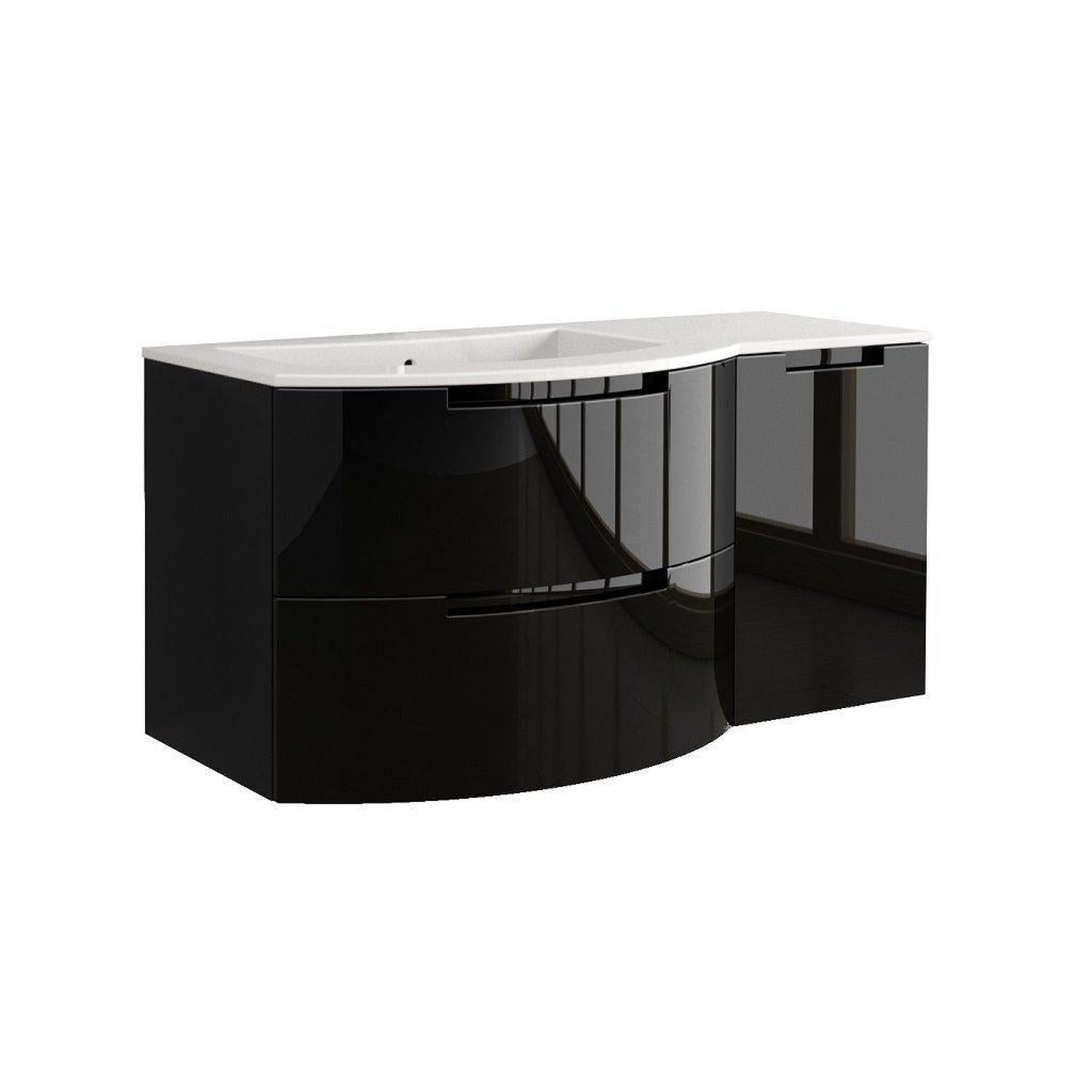 LaToscana by Paini, LaToscana Oasi 43" Black Wall-Mounted Vanity Set With Right Side Cabinet