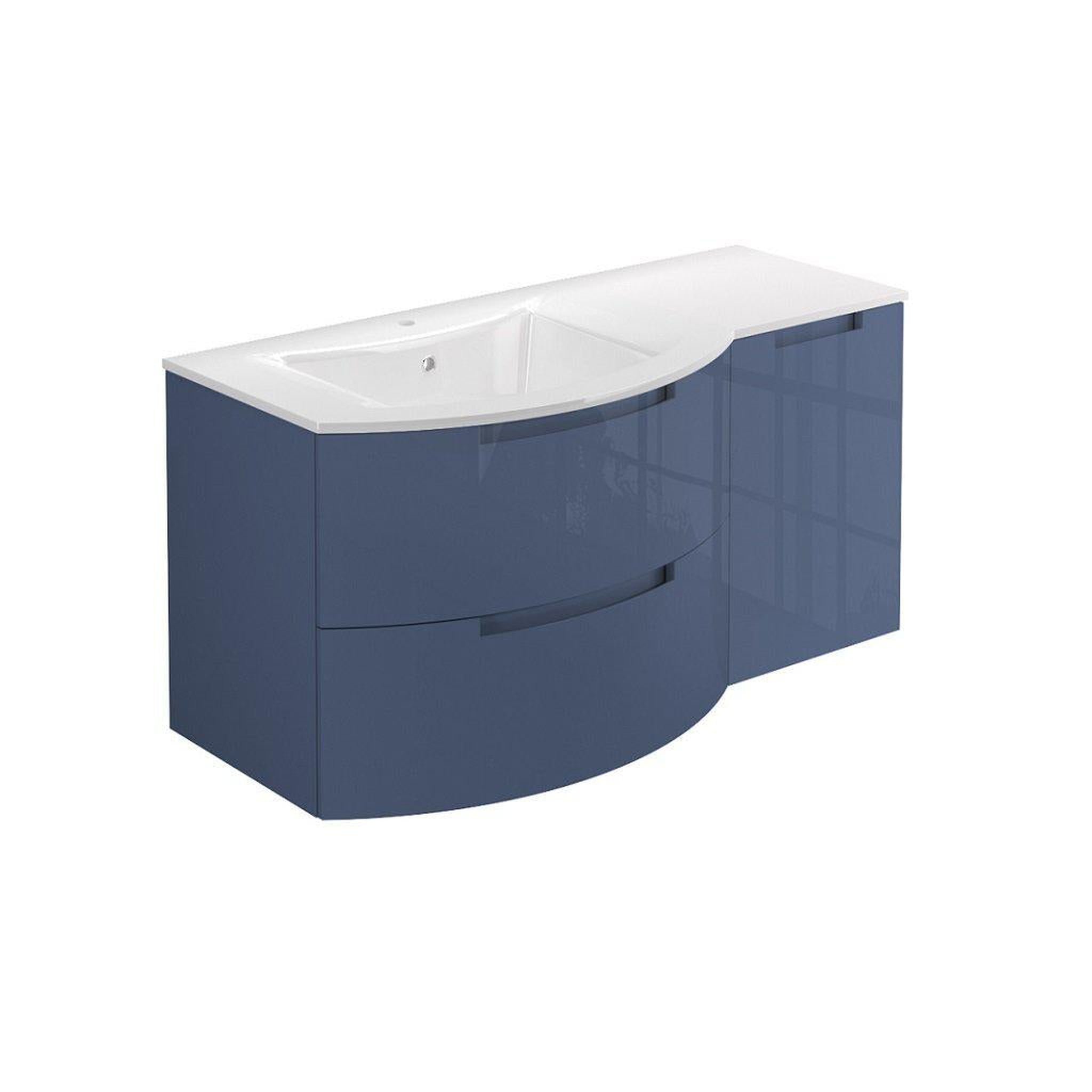 LaToscana by Paini, LaToscana Oasi 43" Blue Distante Wall-Mounted Vanity Set With Right Side Cabinet