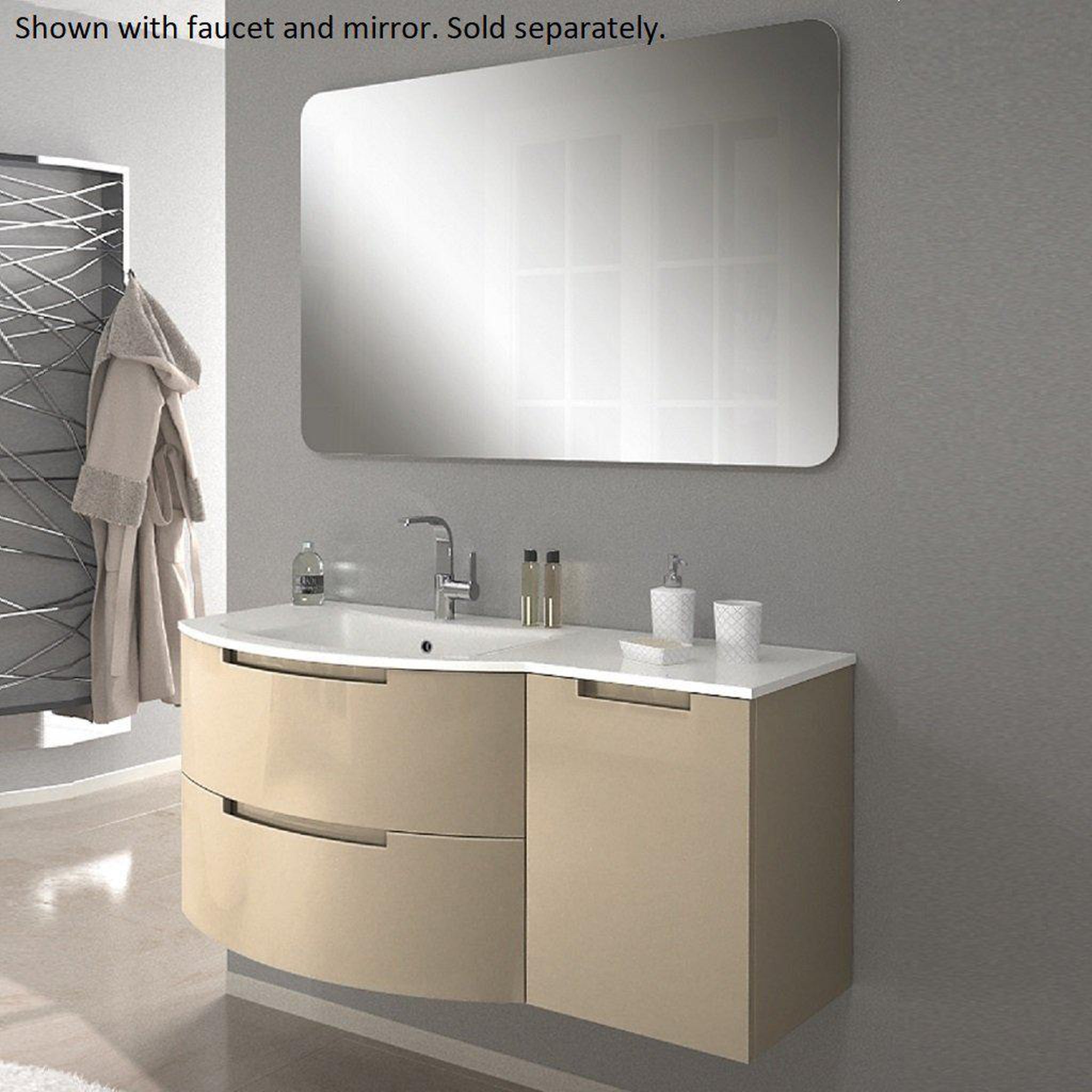 LaToscana by Paini, LaToscana Oasi 43" Gray Wall-Mounted Vanity Set With Right Side Cabinet