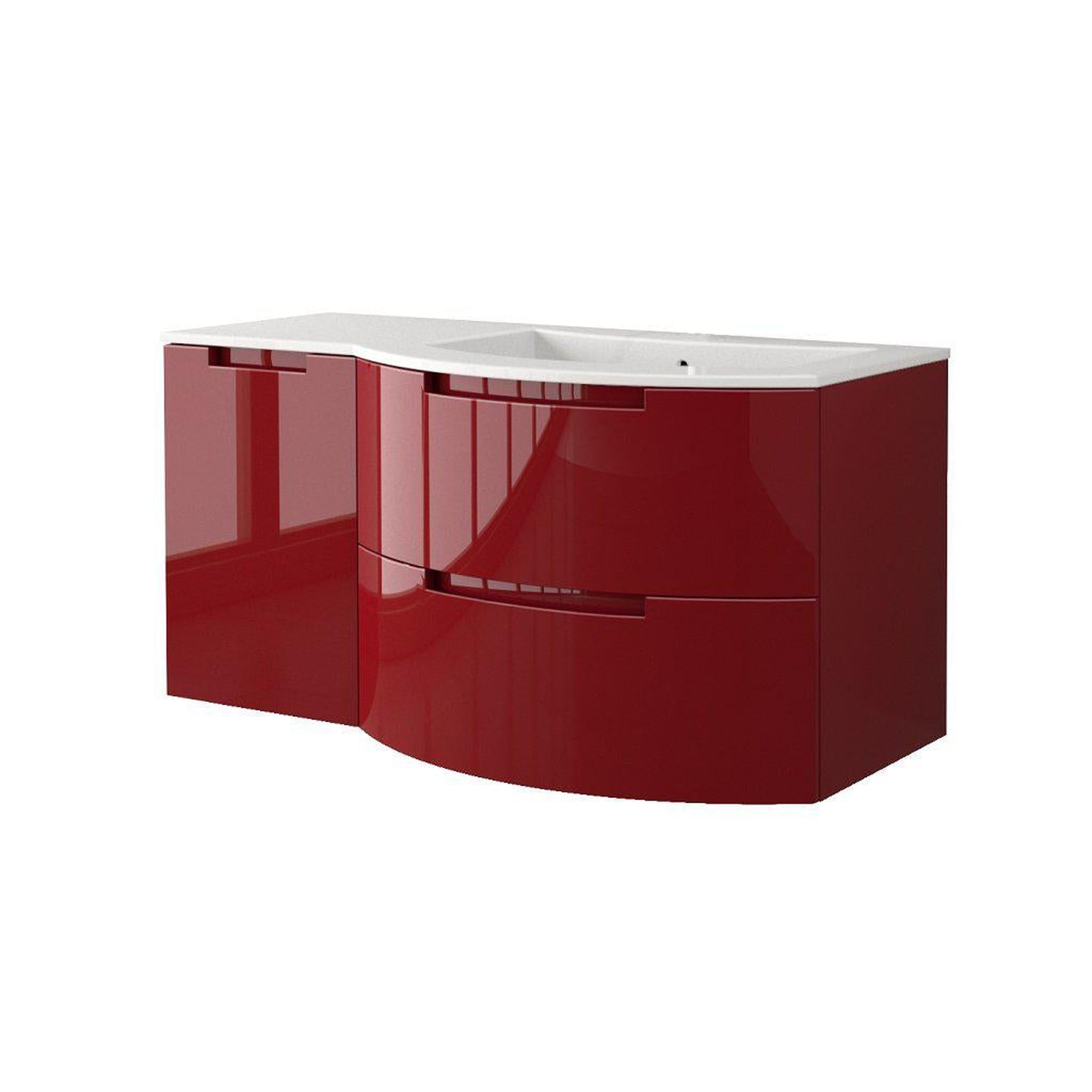 LaToscana by Paini, LaToscana Oasi 43" Red Wall-Mounted Vanity Set With Left Side Cabinet