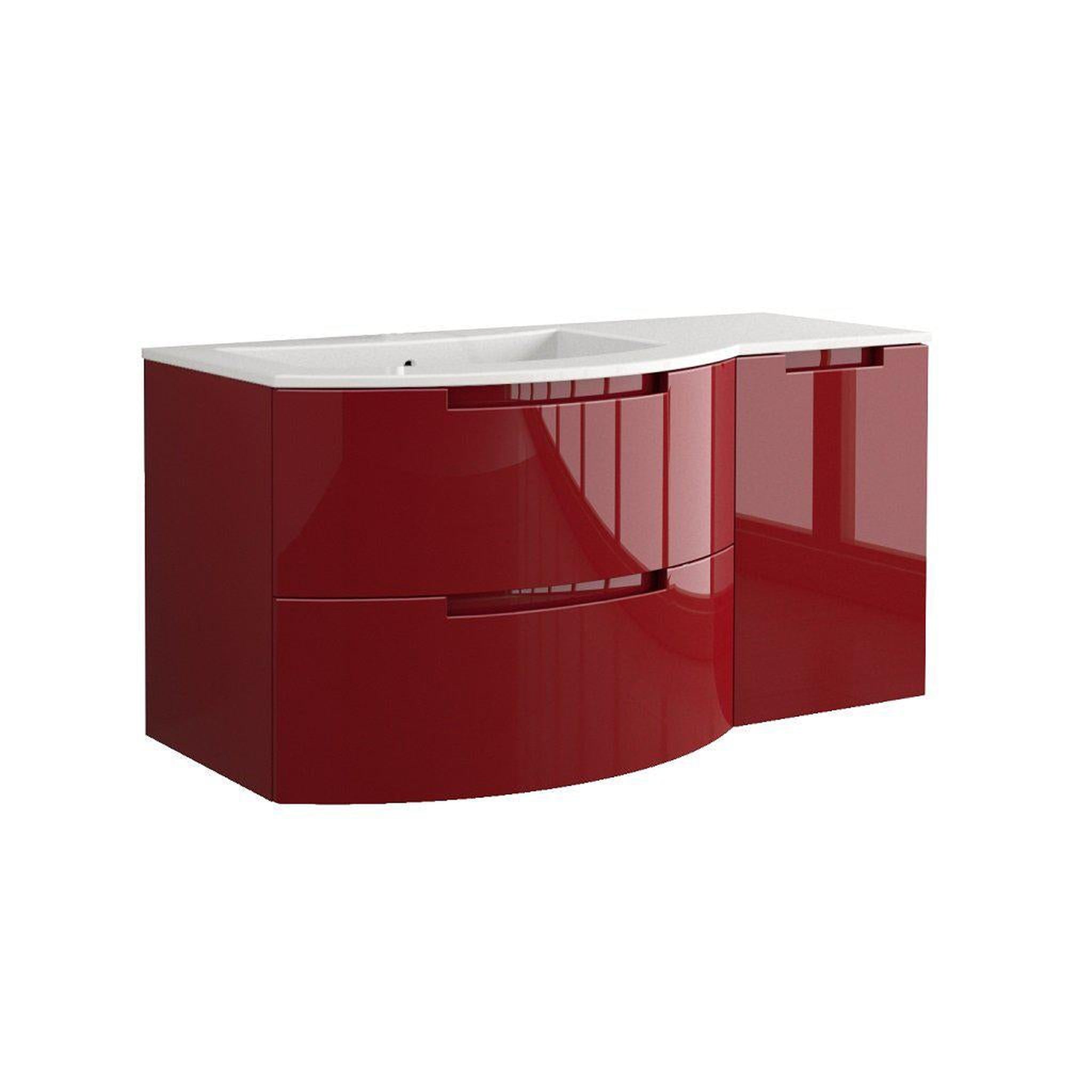 LaToscana by Paini, LaToscana Oasi 43" Red Wall-Mounted Vanity Set With Right Side Cabinet