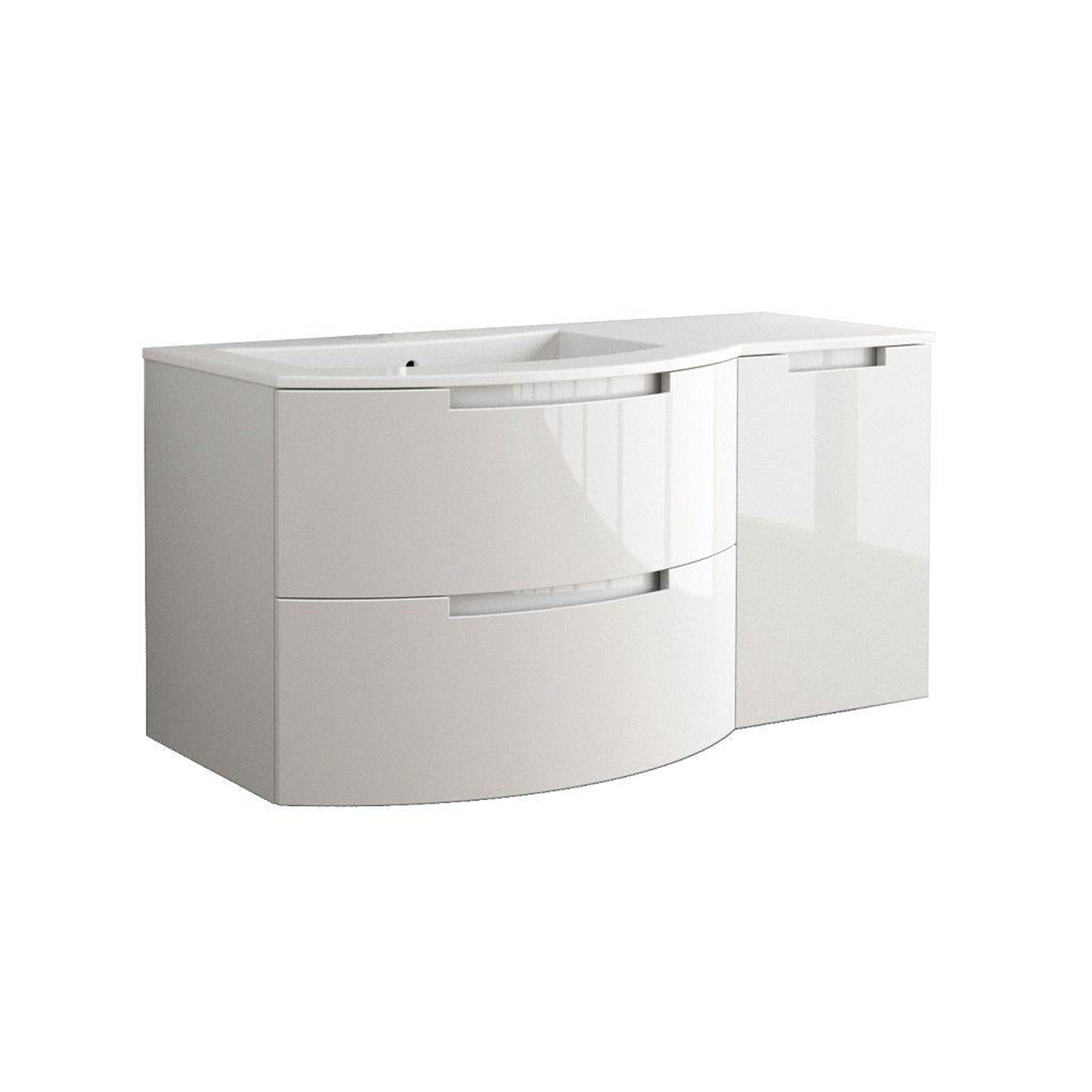 LaToscana by Paini, LaToscana Oasi 43" White Wall-Mounted Vanity Set With Right Side Cabinet