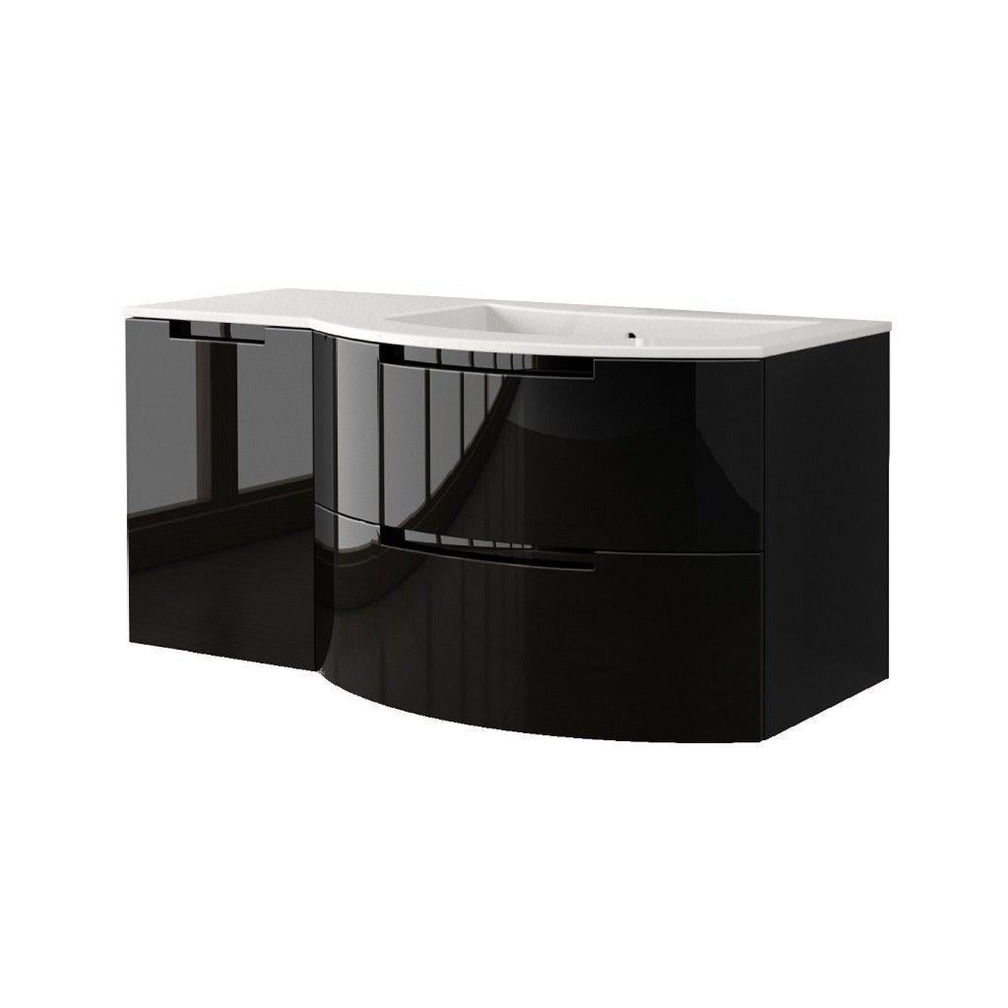 LaToscana by Paini, LaToscana Oasi 53" Black Wall-Mounted Vanity Set With Left Side Cabinet