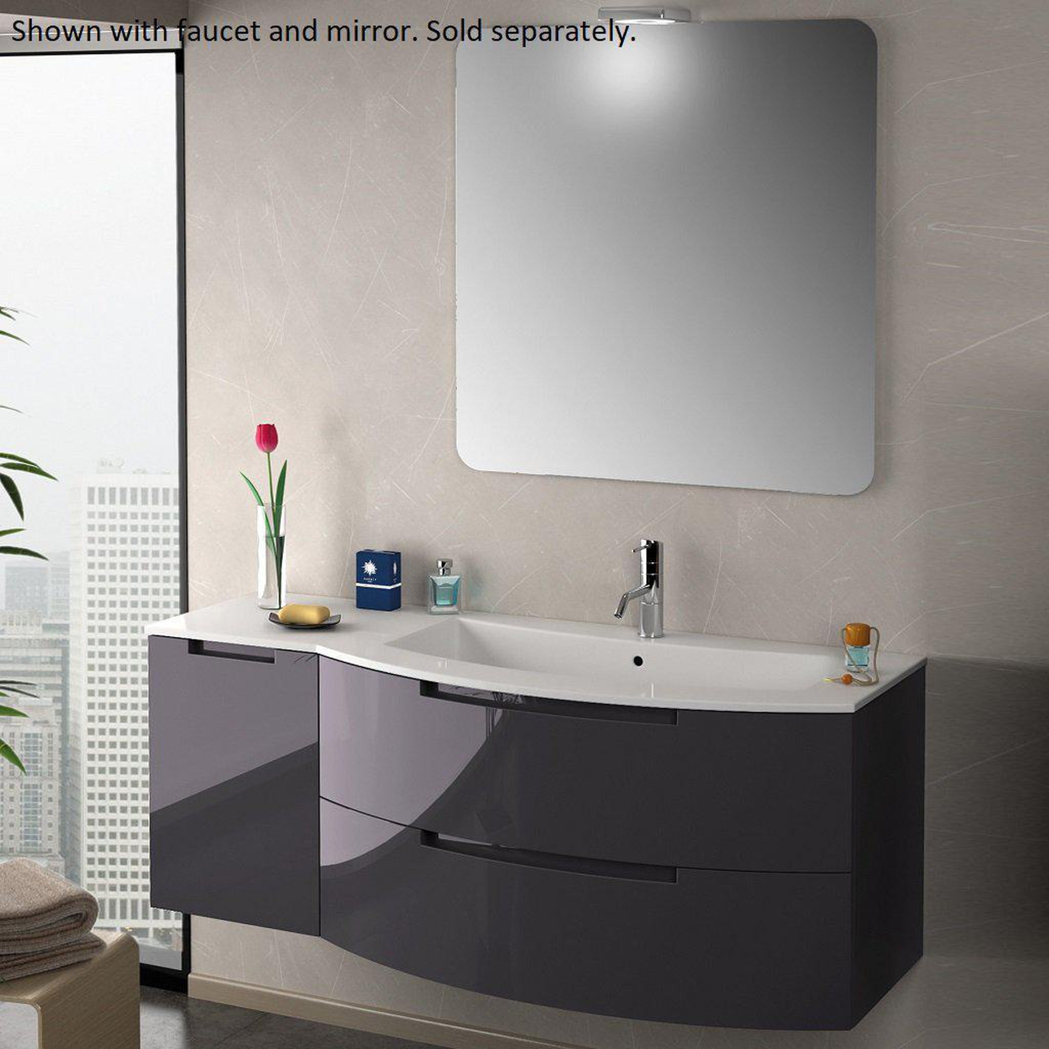 LaToscana by Paini, LaToscana Oasi 53" Black Wall-Mounted Vanity Set With Left Side Cabinet