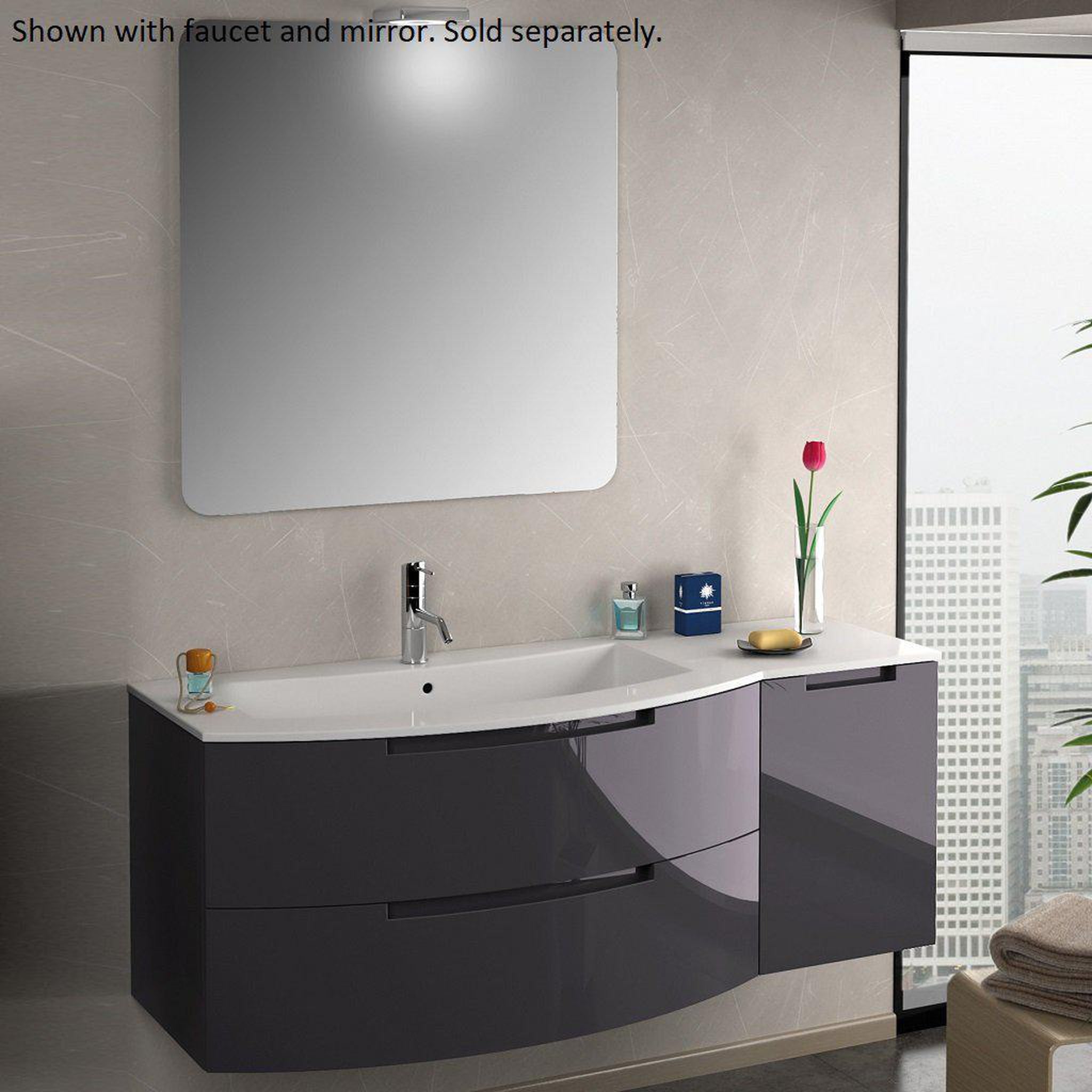 LaToscana by Paini, LaToscana Oasi 53" Black Wall-Mounted Vanity Set With Right Side Cabinet