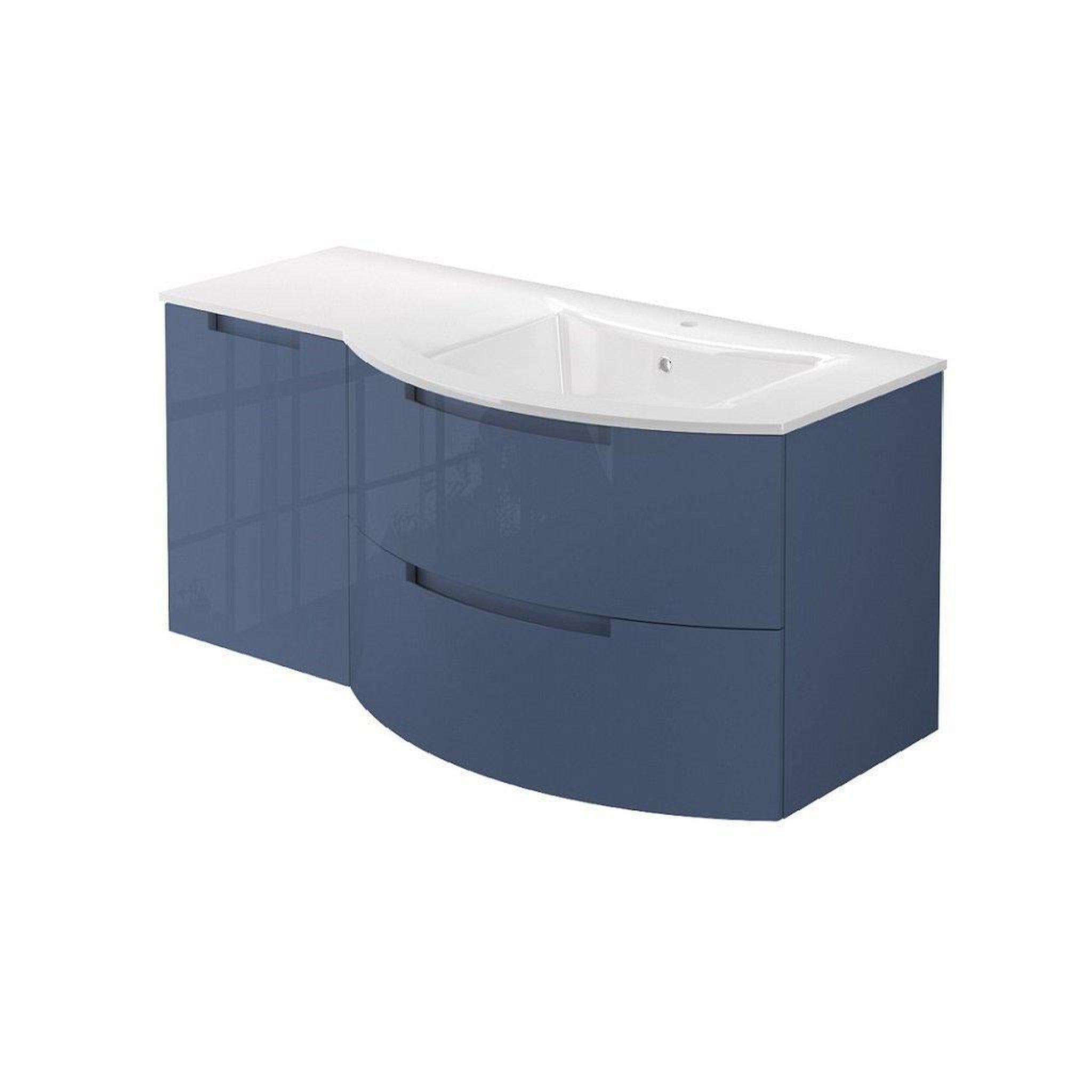 LaToscana by Paini, LaToscana Oasi 53" Blue Distante Wall-Mounted Vanity Set With Left Side Cabinet