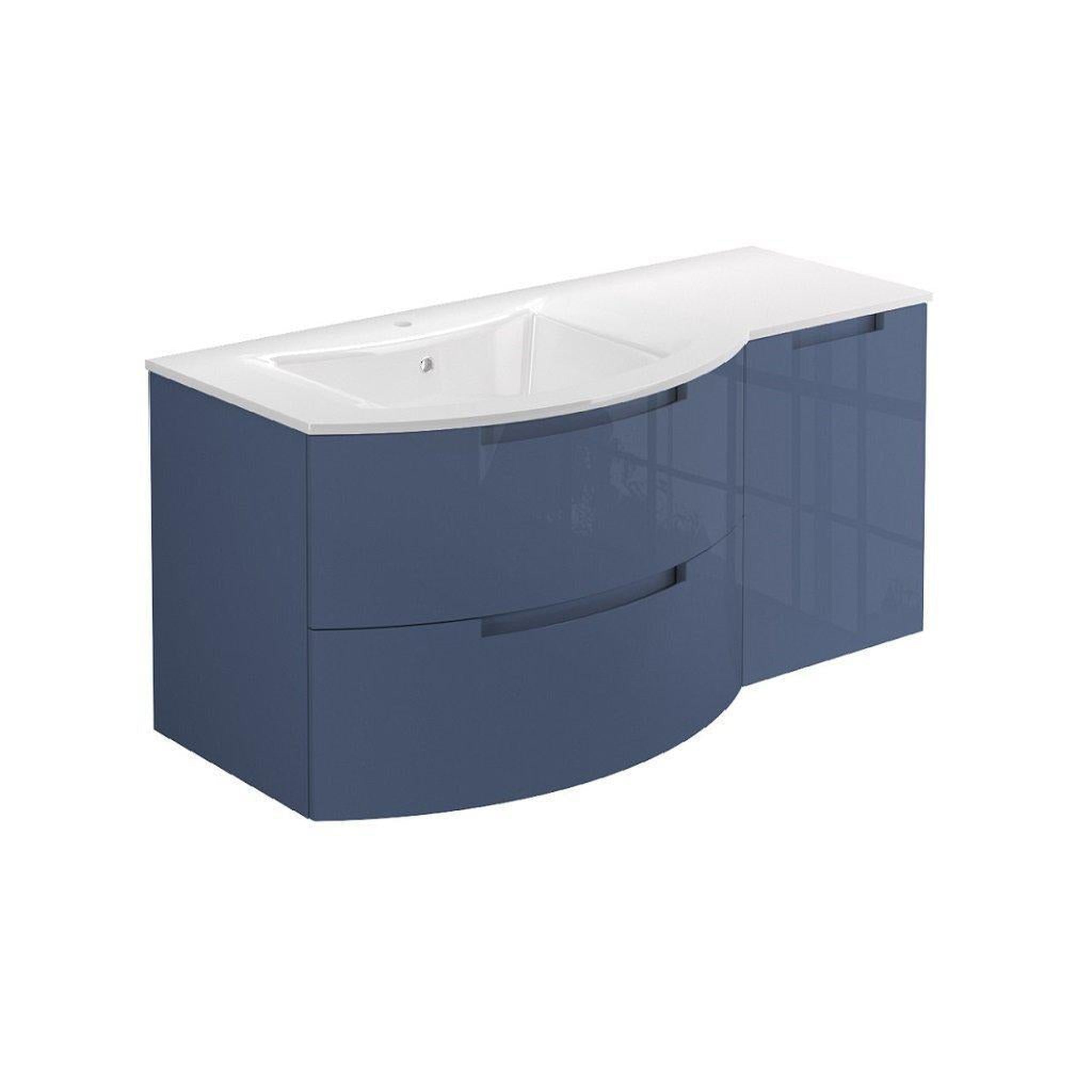 LaToscana by Paini, LaToscana Oasi 53" Blue Distante Wall-Mounted Vanity Set With Right Side Cabinet