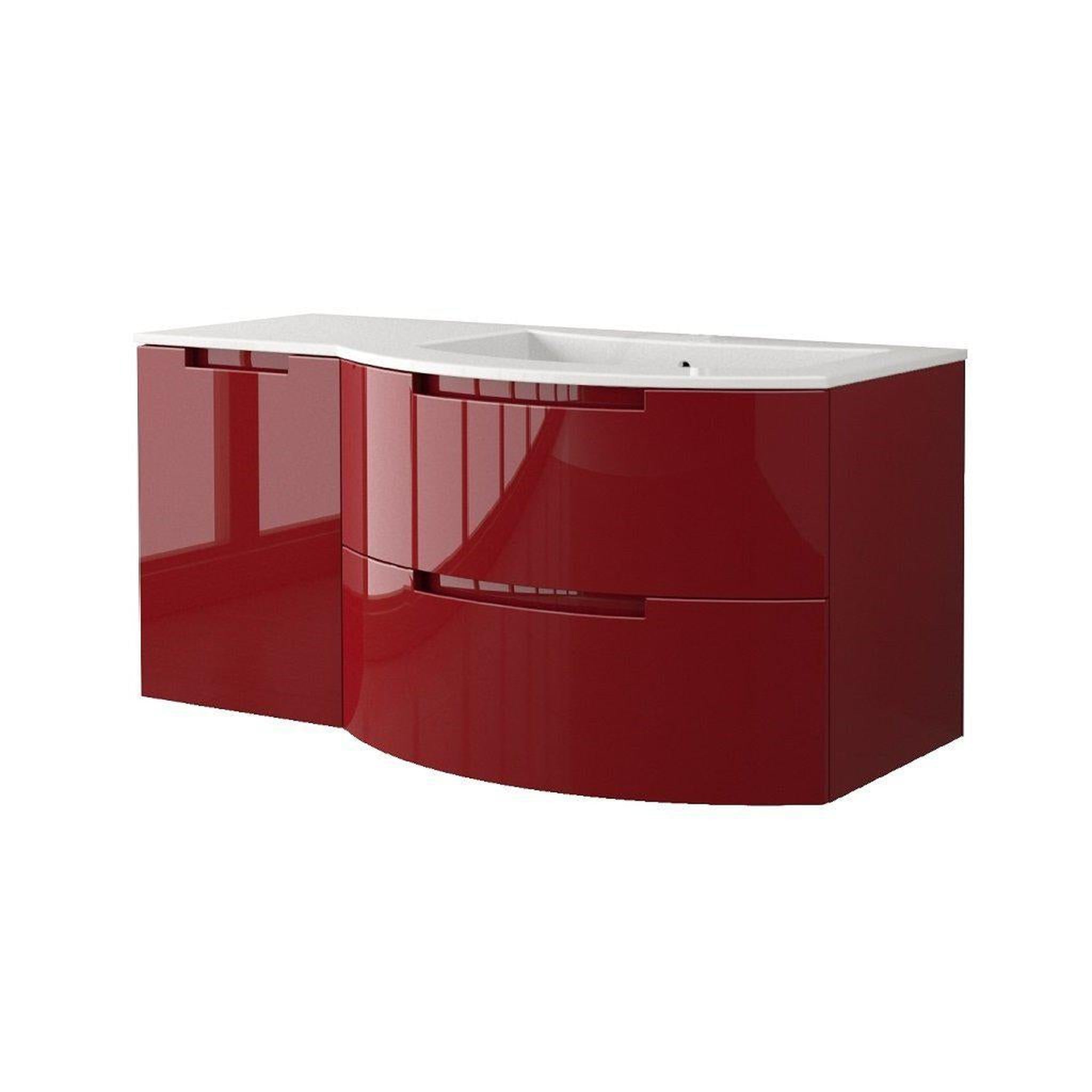 LaToscana by Paini, LaToscana Oasi 53" Red  Wall-Mounted Vanity Set With Left Side Cabinet