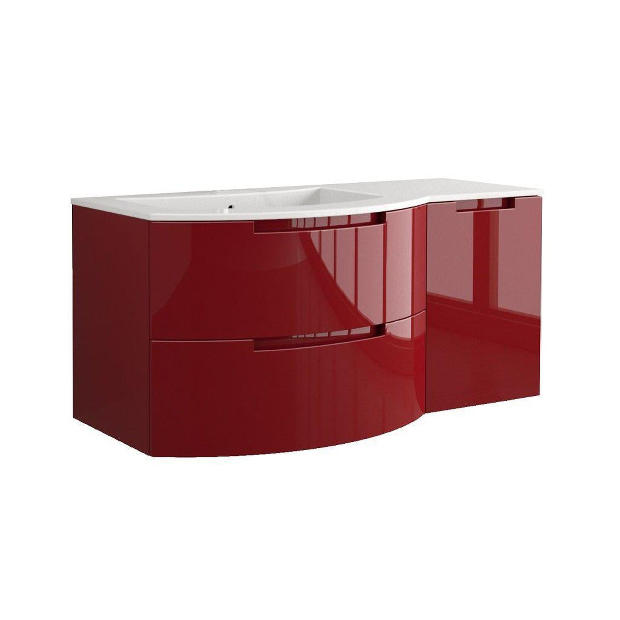 LaToscana by Paini, LaToscana Oasi 53" Red Wall-Mounted Vanity Set With Right Side Cabinet