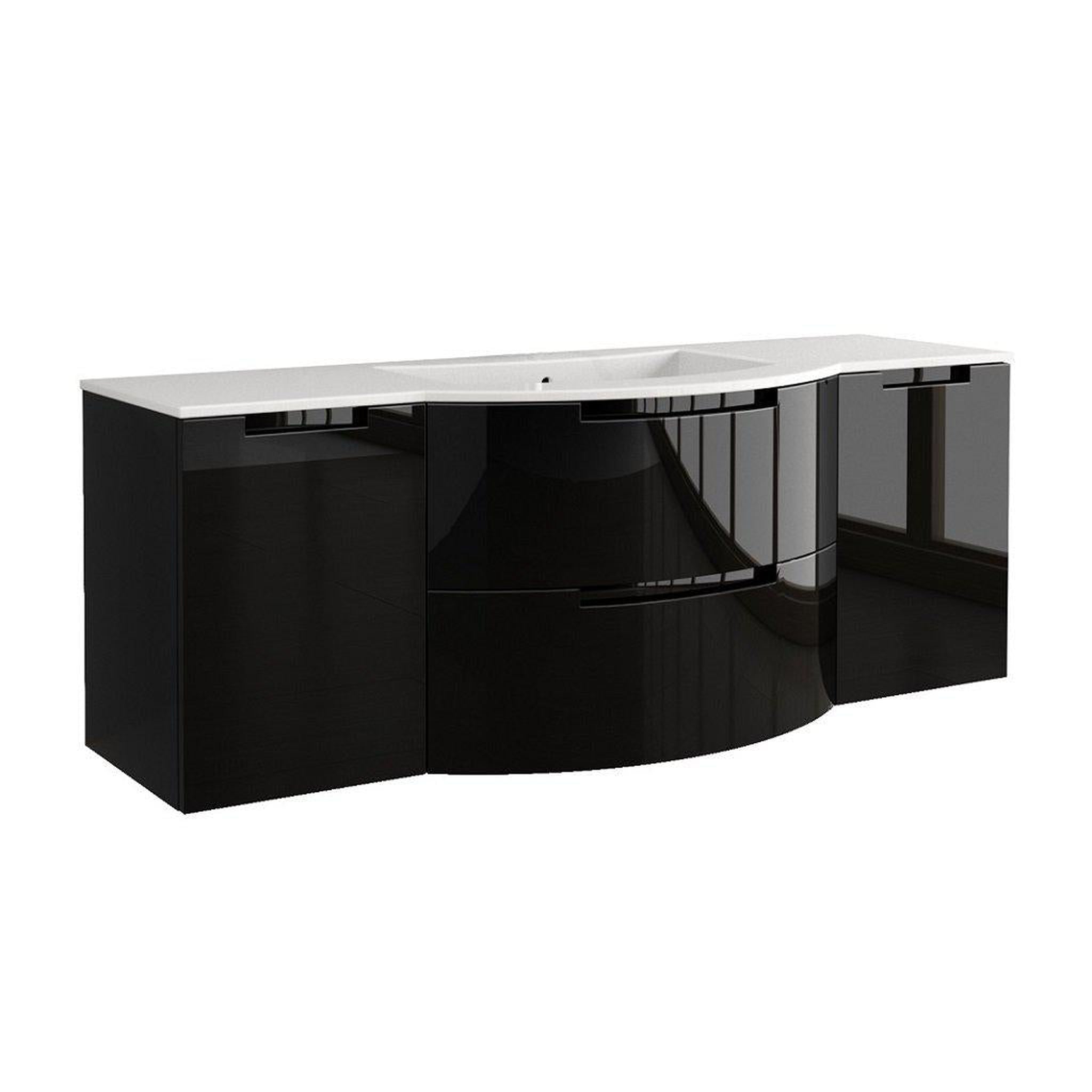 LaToscana by Paini, LaToscana Oasi 57" Black Wall-Mounted Vanity Set With Left & Right Side Cabinets