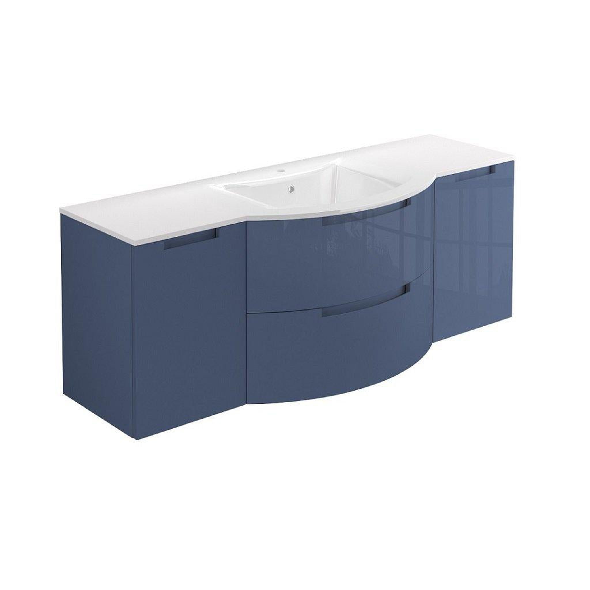 LaToscana by Paini, LaToscana Oasi 57" Blue Distante Wall-Mounted Vanity Set With Left & Right Side Cabinets