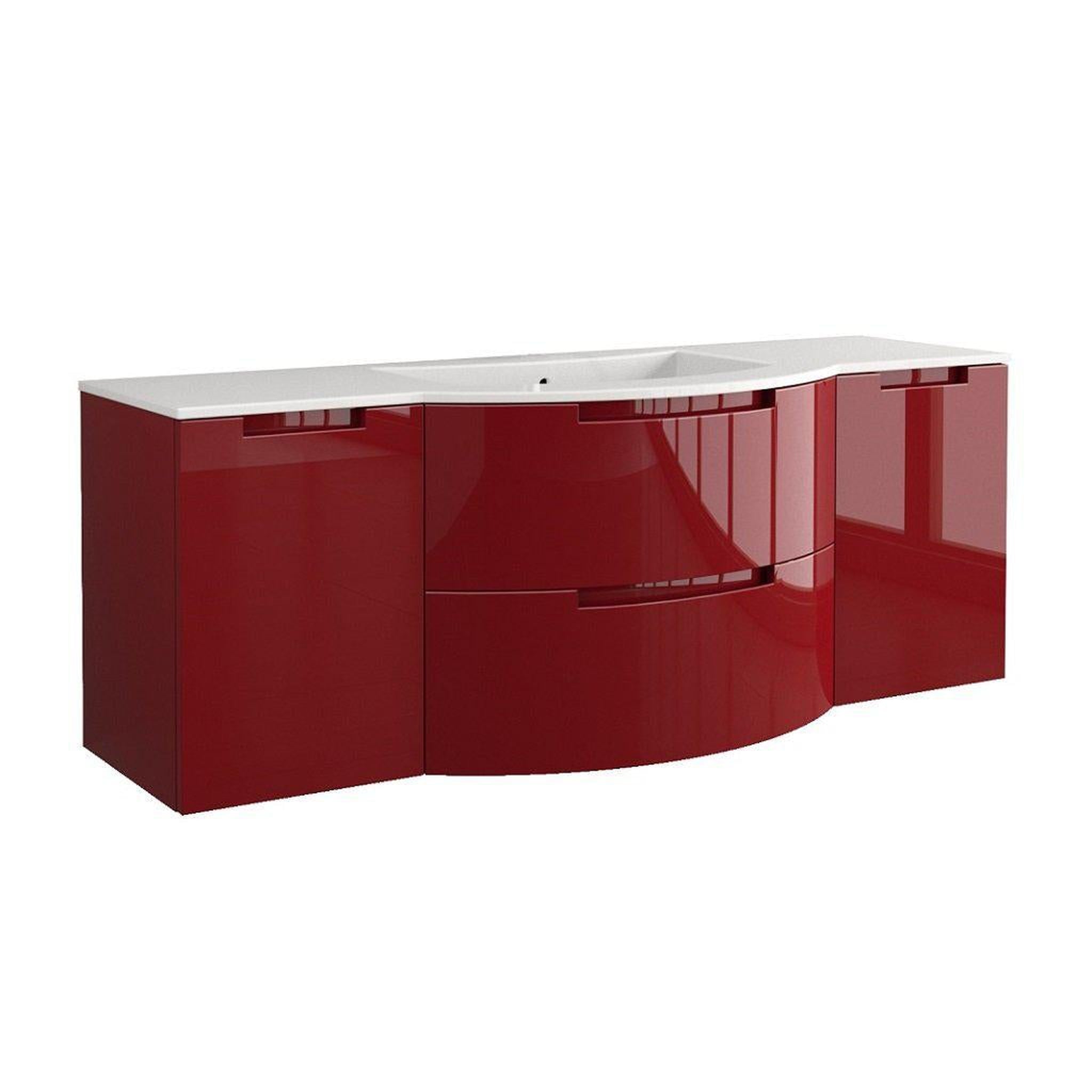 LaToscana by Paini, LaToscana Oasi 57" Red Wall-Mounted Vanity Set With Left & Right Side Cabinets