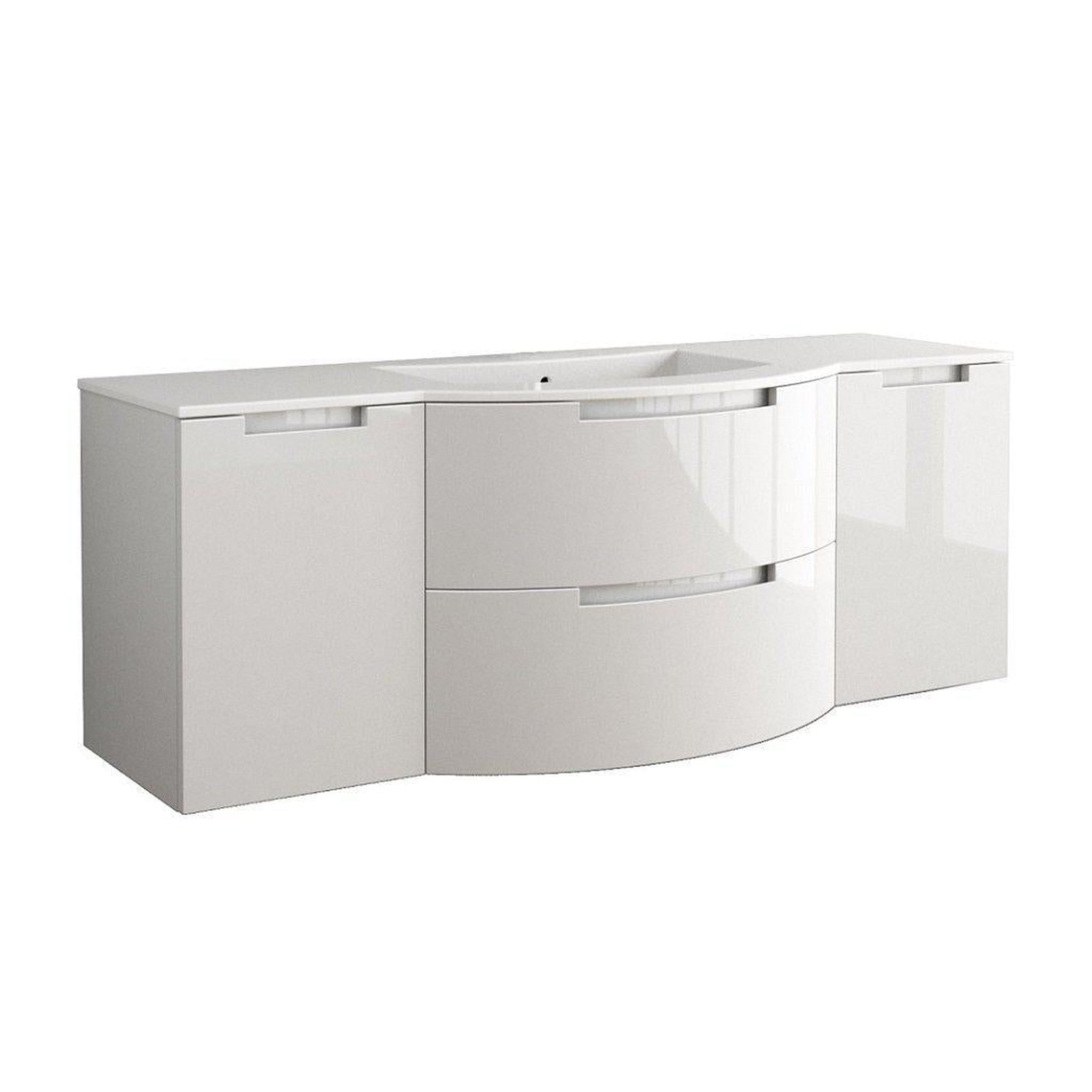 LaToscana by Paini, LaToscana Oasi 57" White Wall-Mounted Vanity Set With Left & Right Side Cabinets