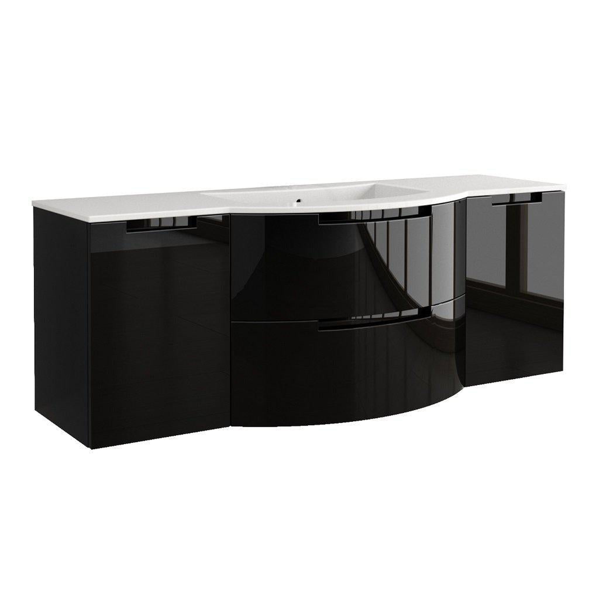 LaToscana by Paini, LaToscana Oasi 67" Black Wall-Mounted Vanity Set With Left & Right Side Cabinets