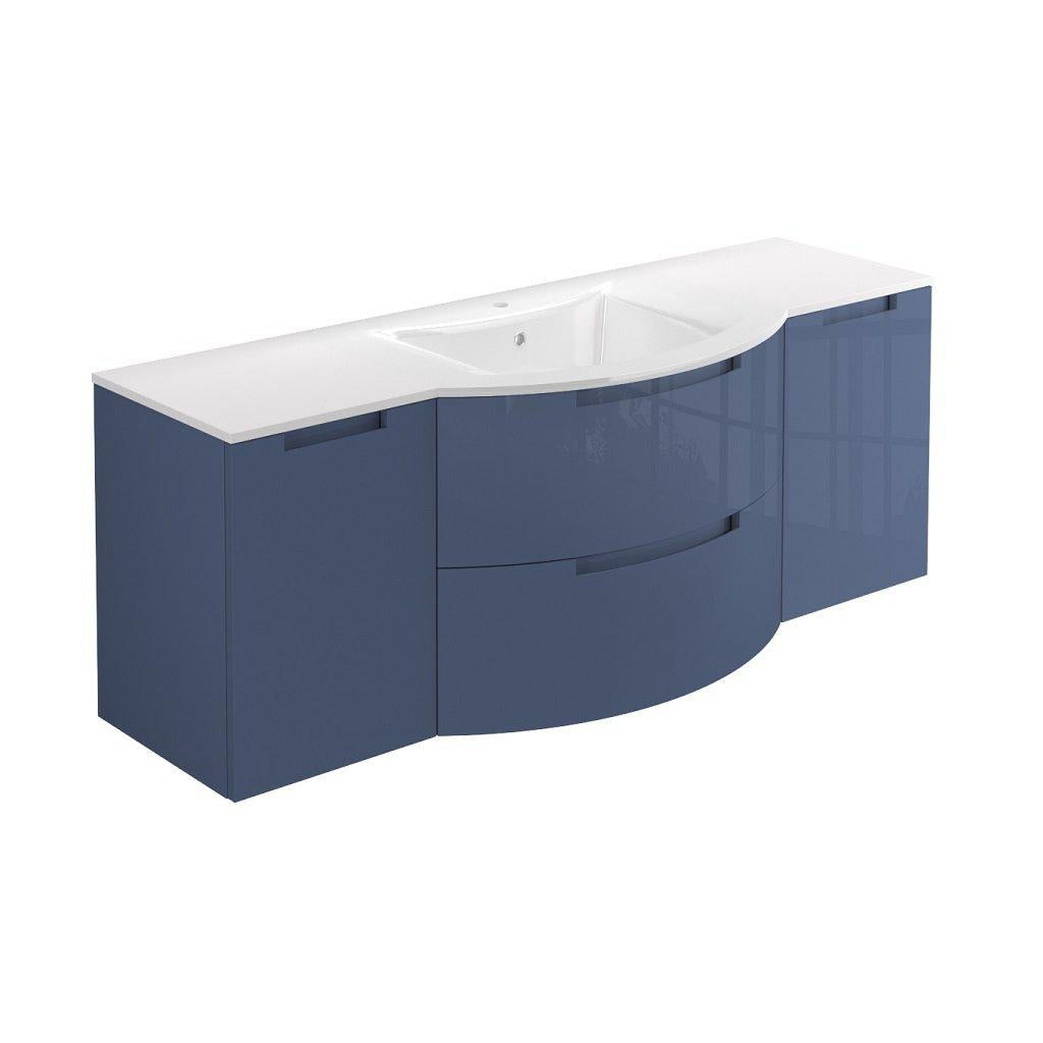 LaToscana by Paini, LaToscana Oasi 67" Blue Distante Wall-Mounted Vanity Set With Left & Right Side Cabinets